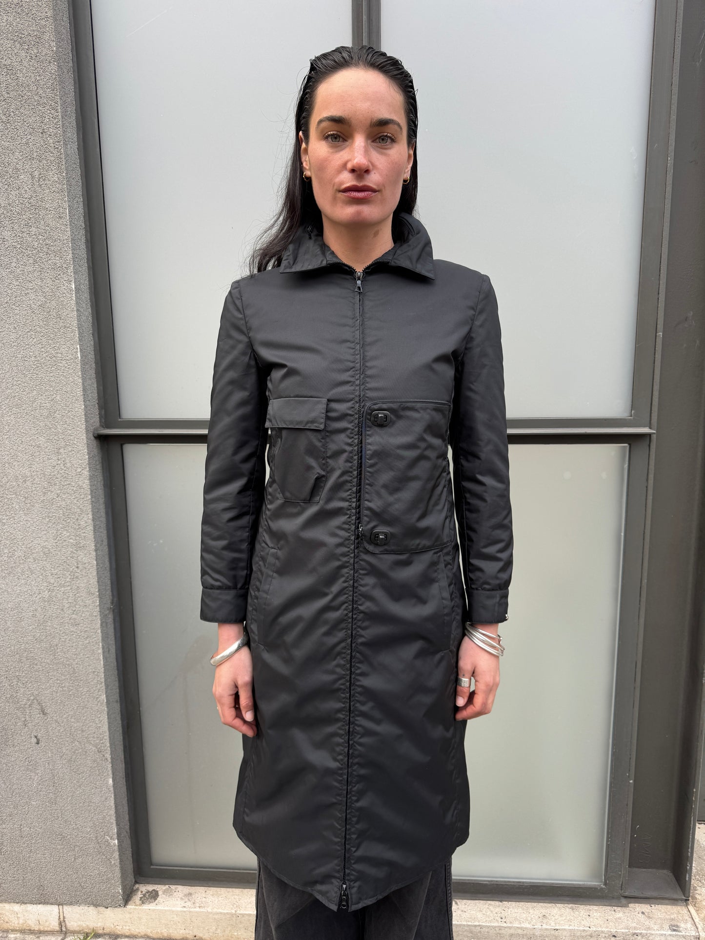AW99’ Miu Miu Stash Pocket Technical Nylon Trench Coat