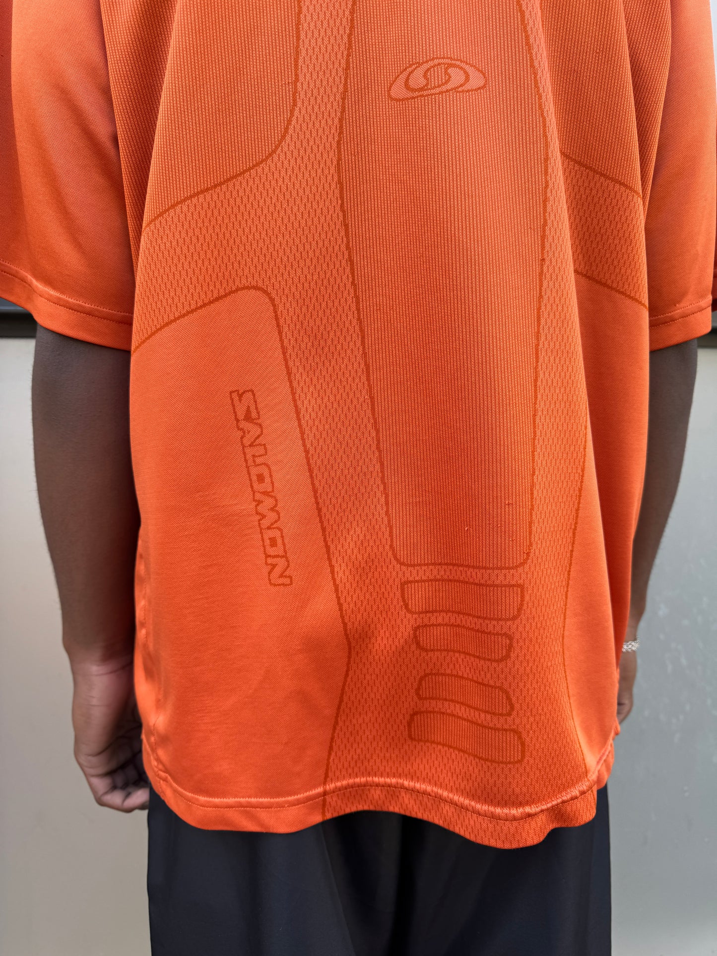 Early 2000's Salomon Bright Orange Futuristic Graphic Tee
