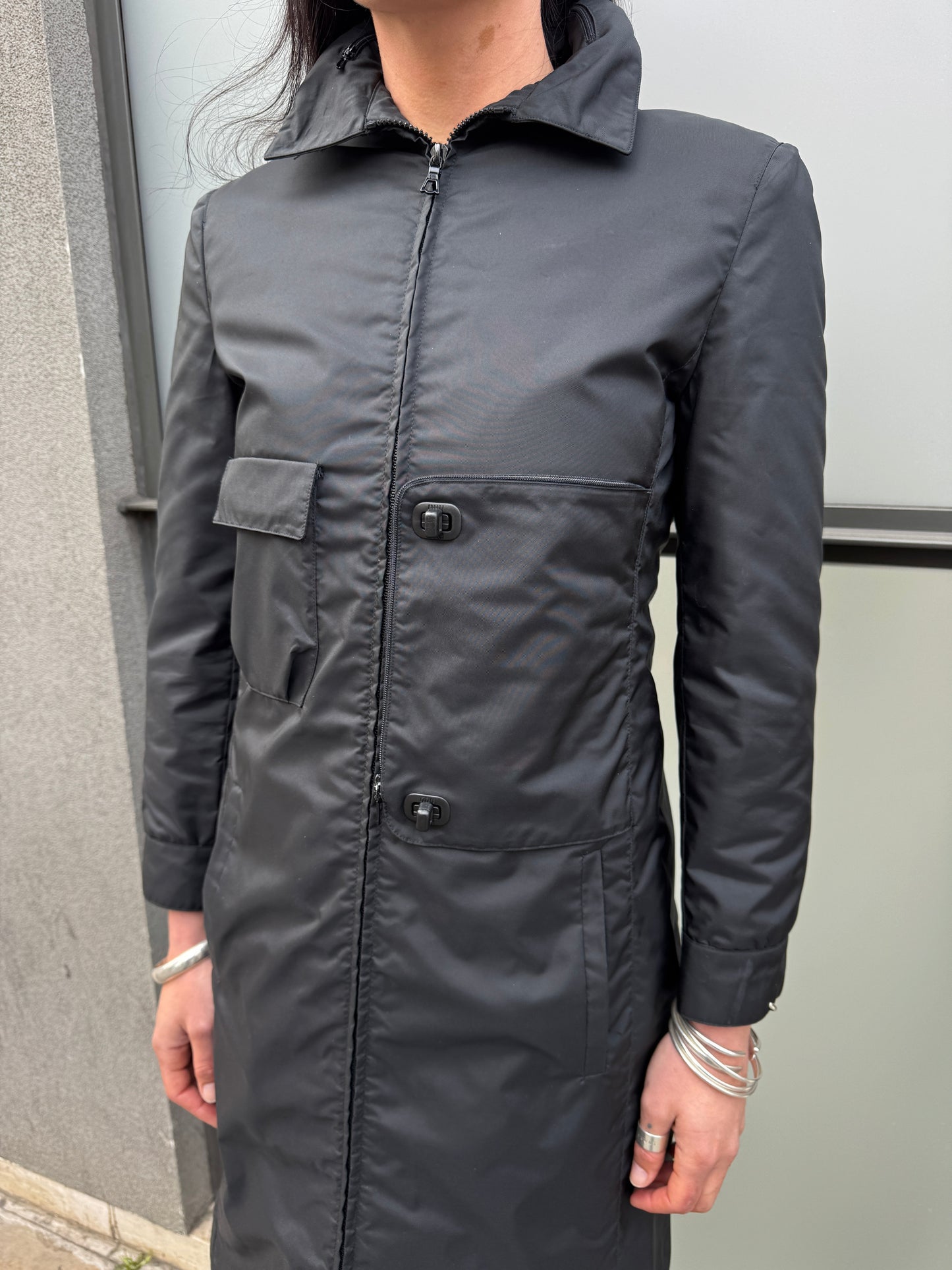 AW99’ Miu Miu Stash Pocket Technical Nylon Trench Coat