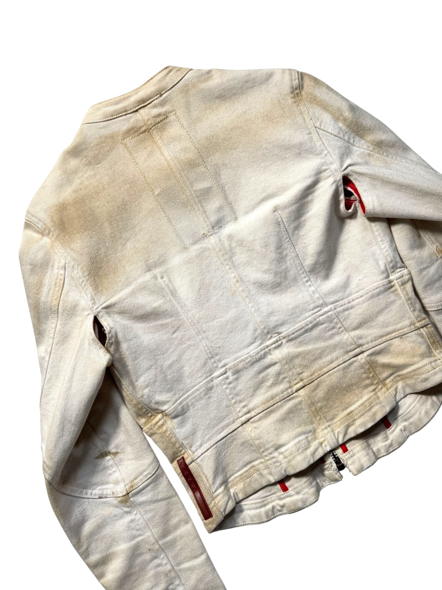 2003 Prada Sport Dust Wash Denim Lace Jacket