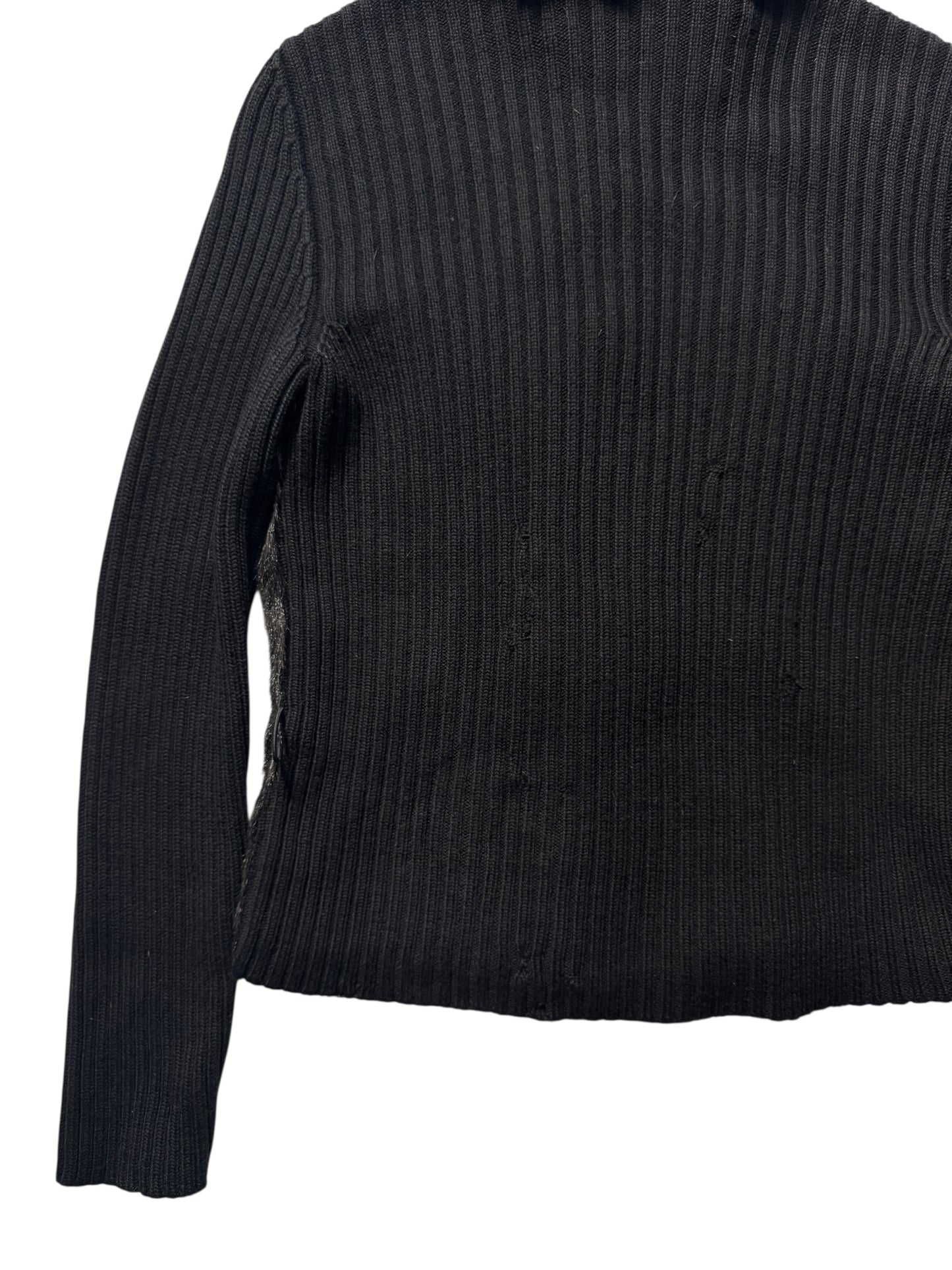 AW99' Prada Sport Jet Black Hooded Fur/Knit