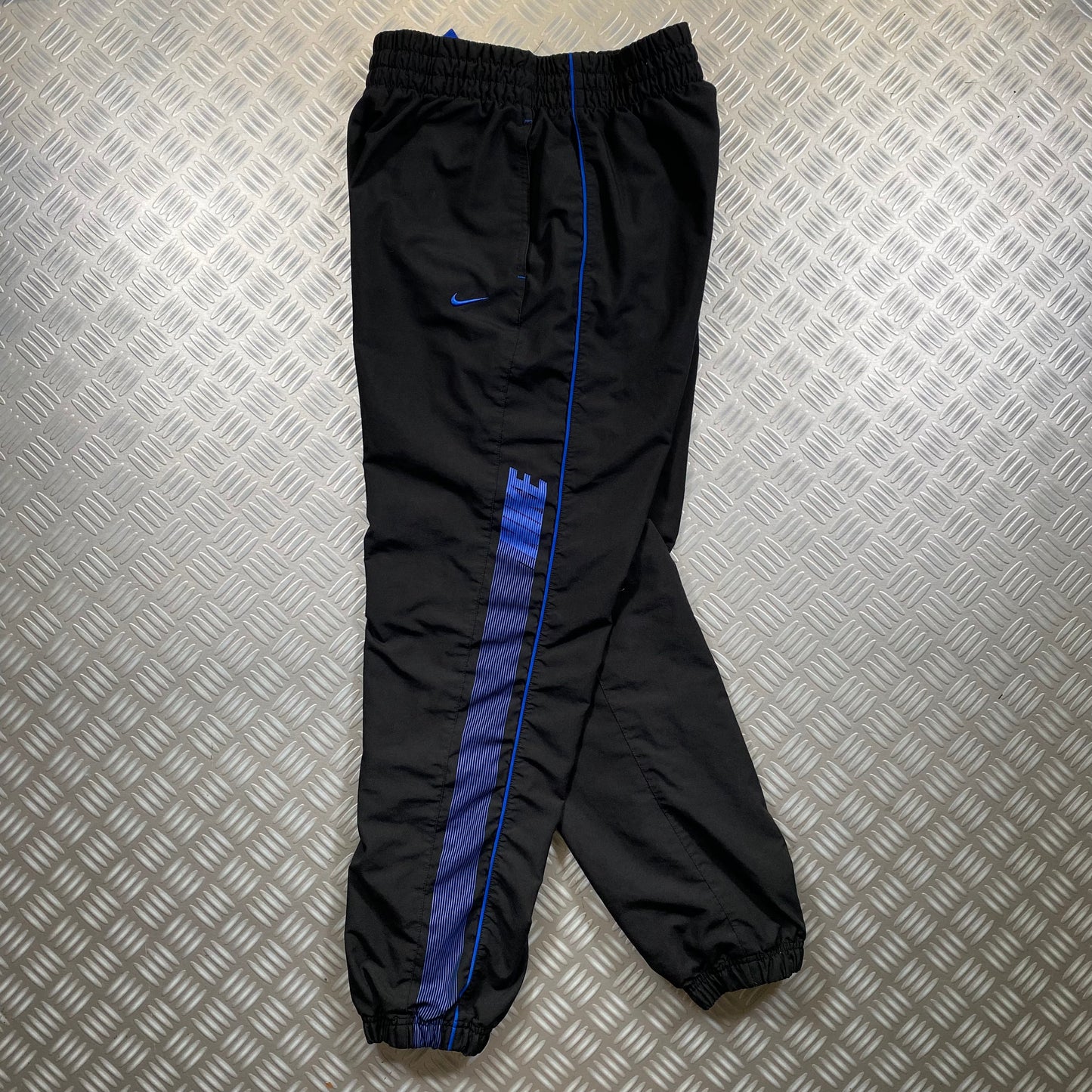 Early 2000's Nike Black/Royal Blue Spellout Track Pants