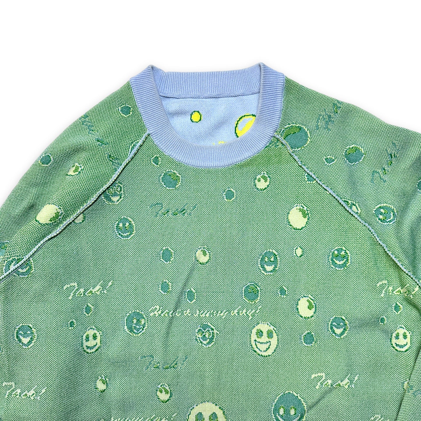 Acne Studios Pull Smiley Réversible Bleu Bébé / Vert - Moyen