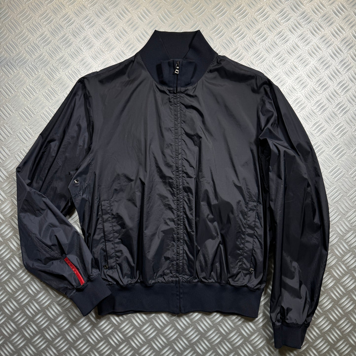 Early 2000's Prada Sport Midnight Navy Cropped Harrington Jacket - Medium