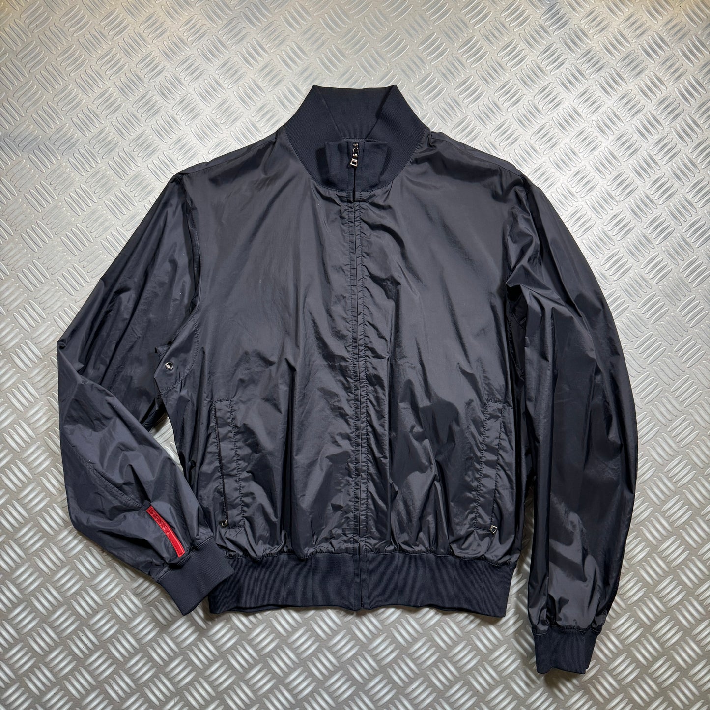 Early 2000's Prada Sport Midnight Navy Cropped Harrington Jacket - Medium