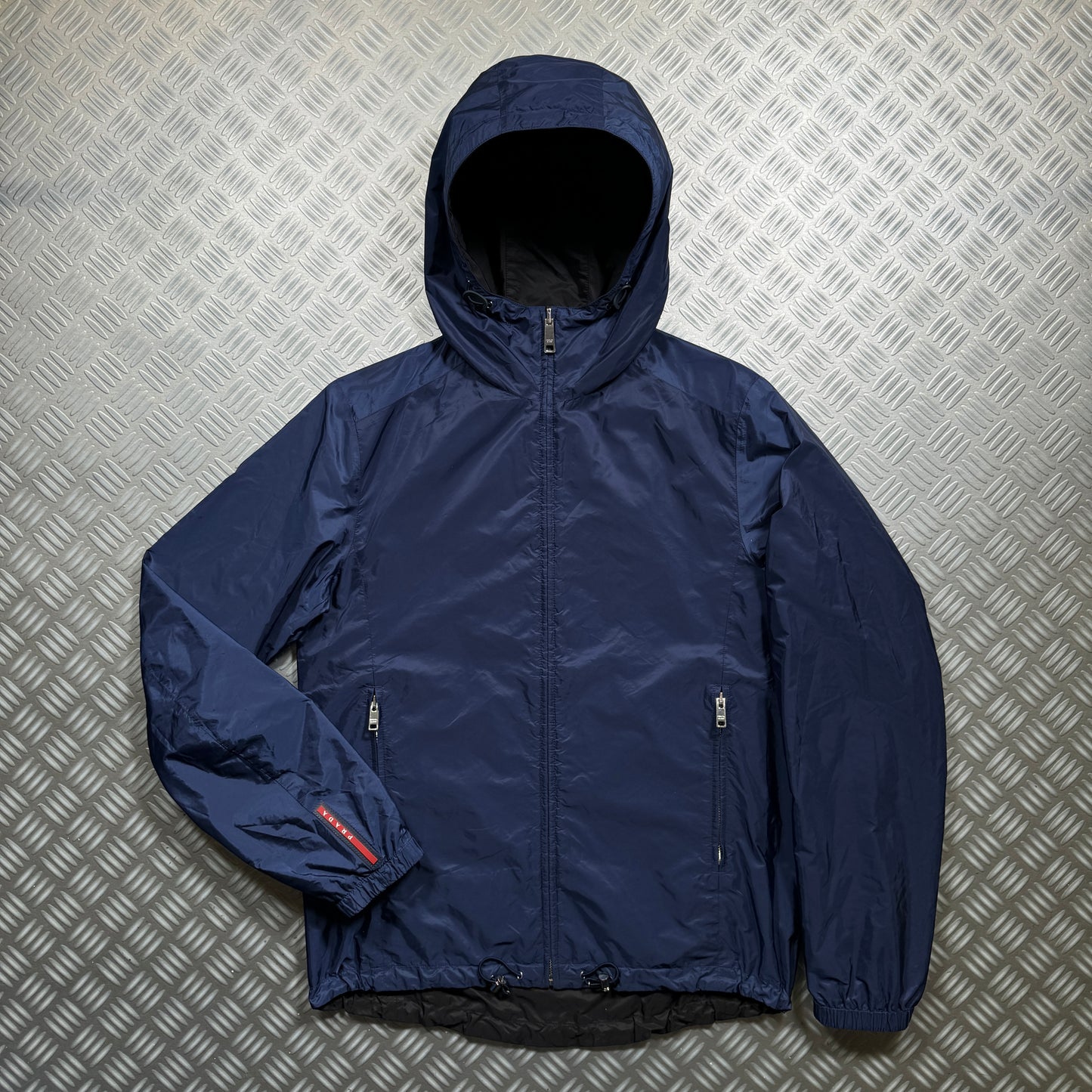 Prada Main Line Reversible Jet Black/Midnight Blue Nylon Jacket - Medium / Large