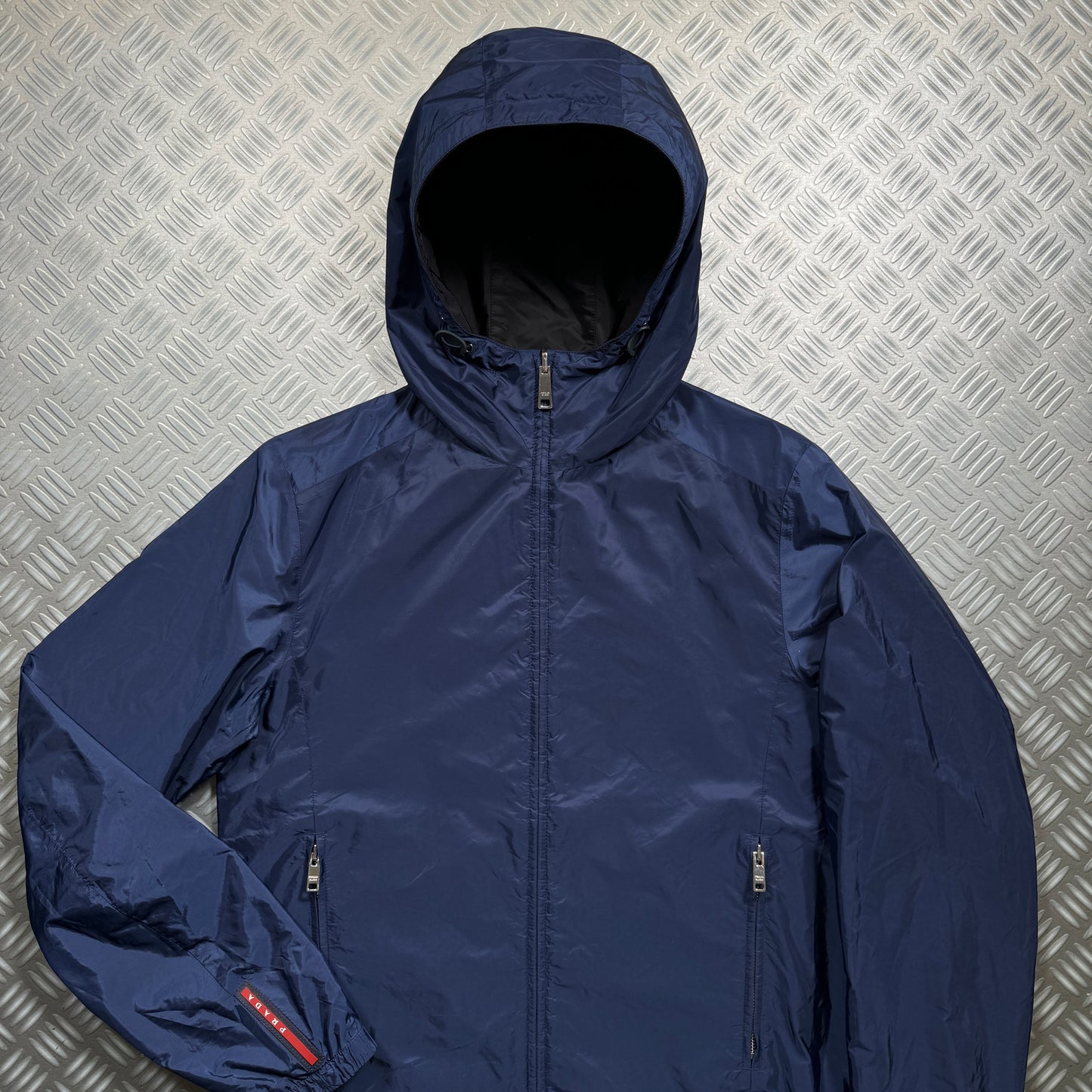 Prada Main Line Reversible Jet Black/Midnight Blue Nylon Jacket - Medium / Large
