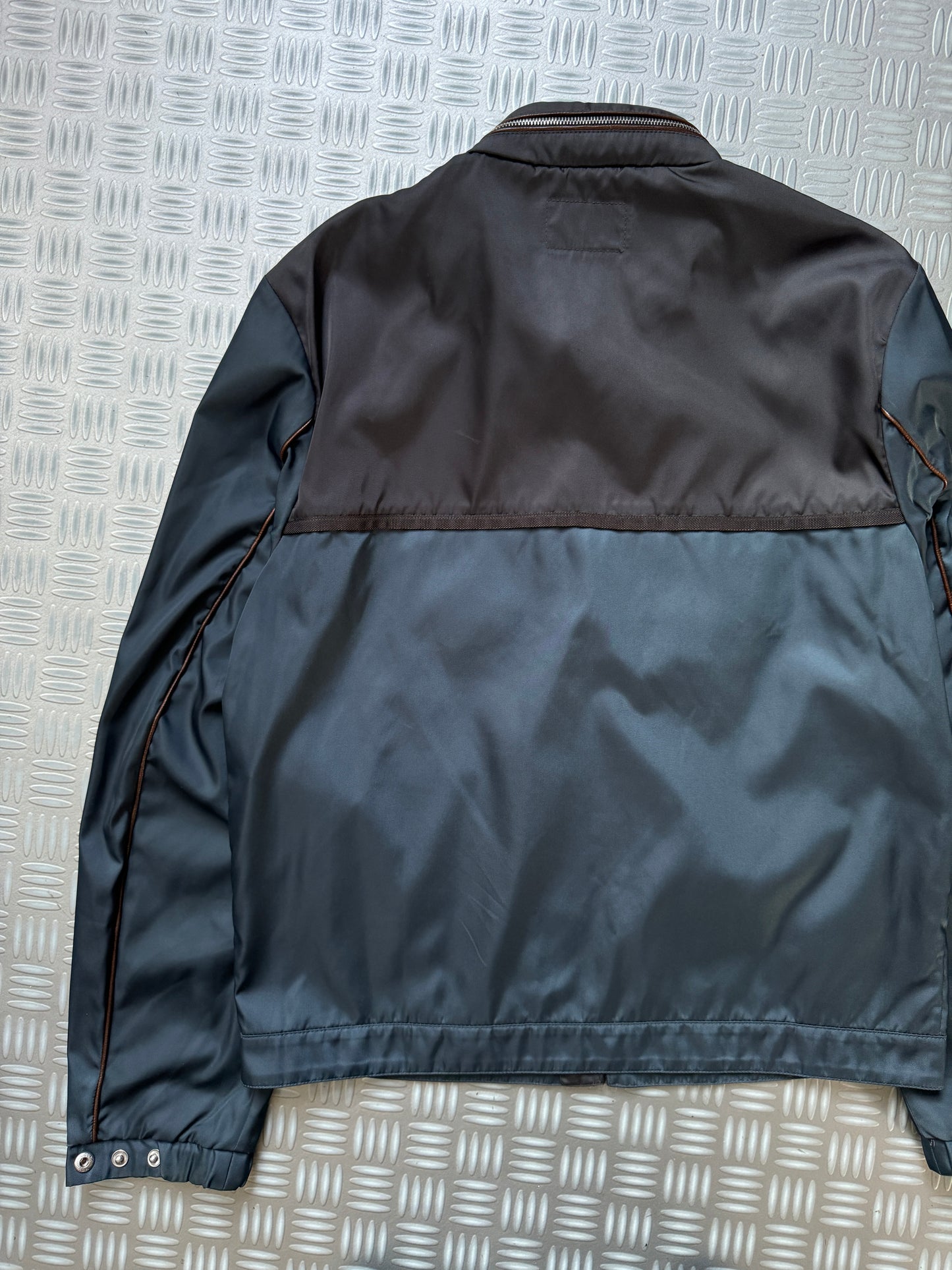 Prada Milano Main Line Concealed Hood Nylon Jacket w/Front Leather Pocket Flaps