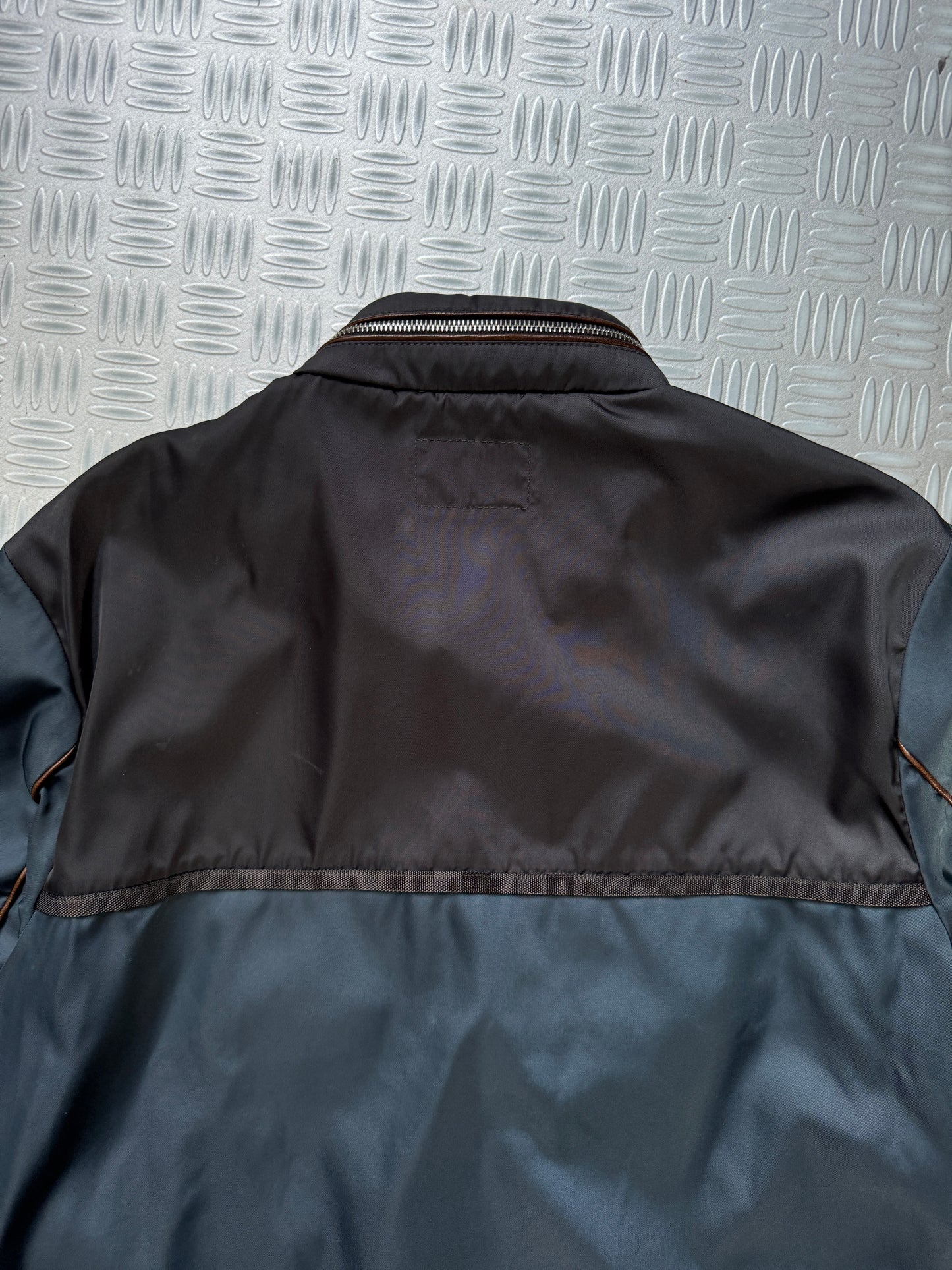 Prada Milano Main Line Concealed Hood Nylon Jacket w/Front Leather Pocket Flaps