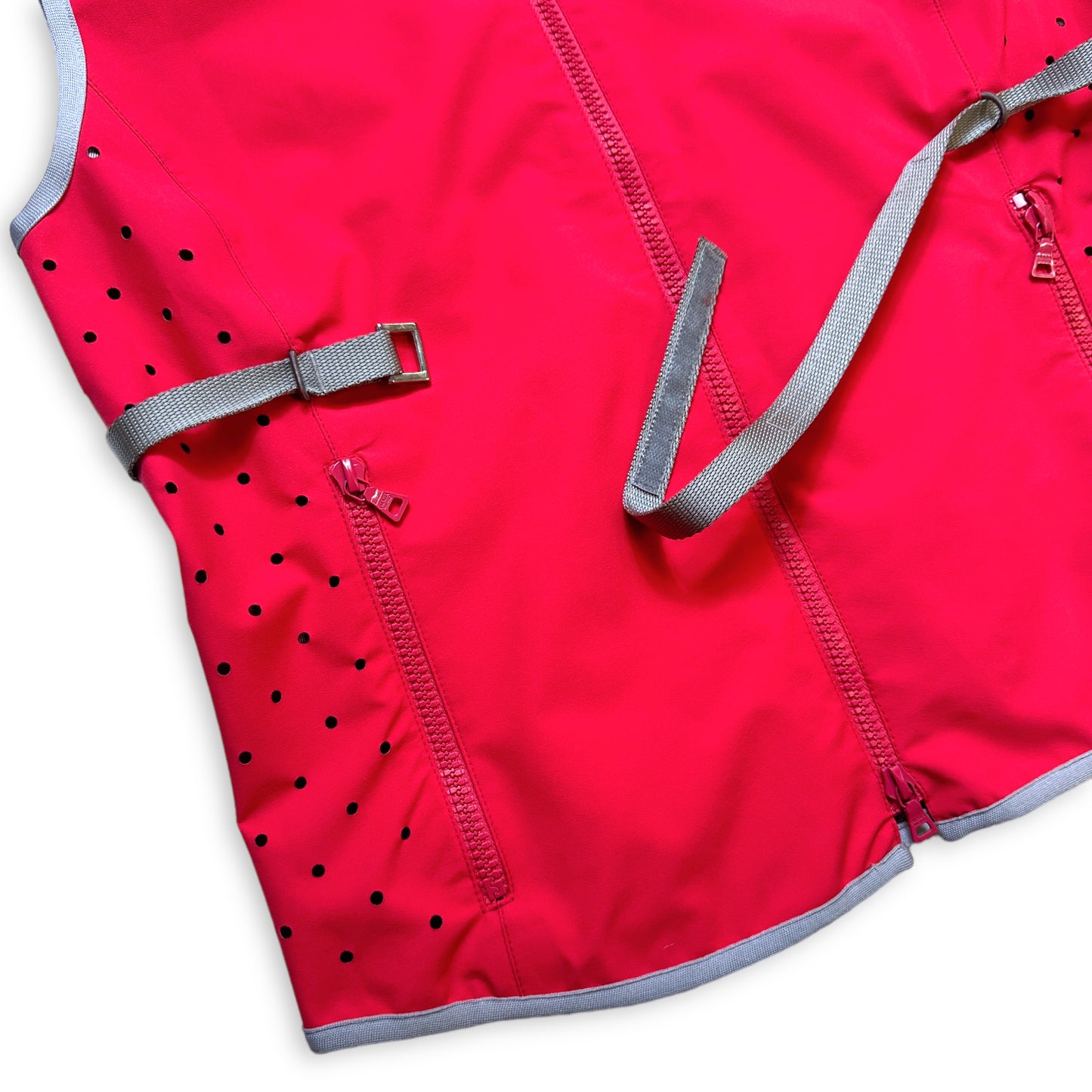 SS00' Prada Bright Fluorescent Pink Hooded Vest & Skirt Set - Womens 6-8