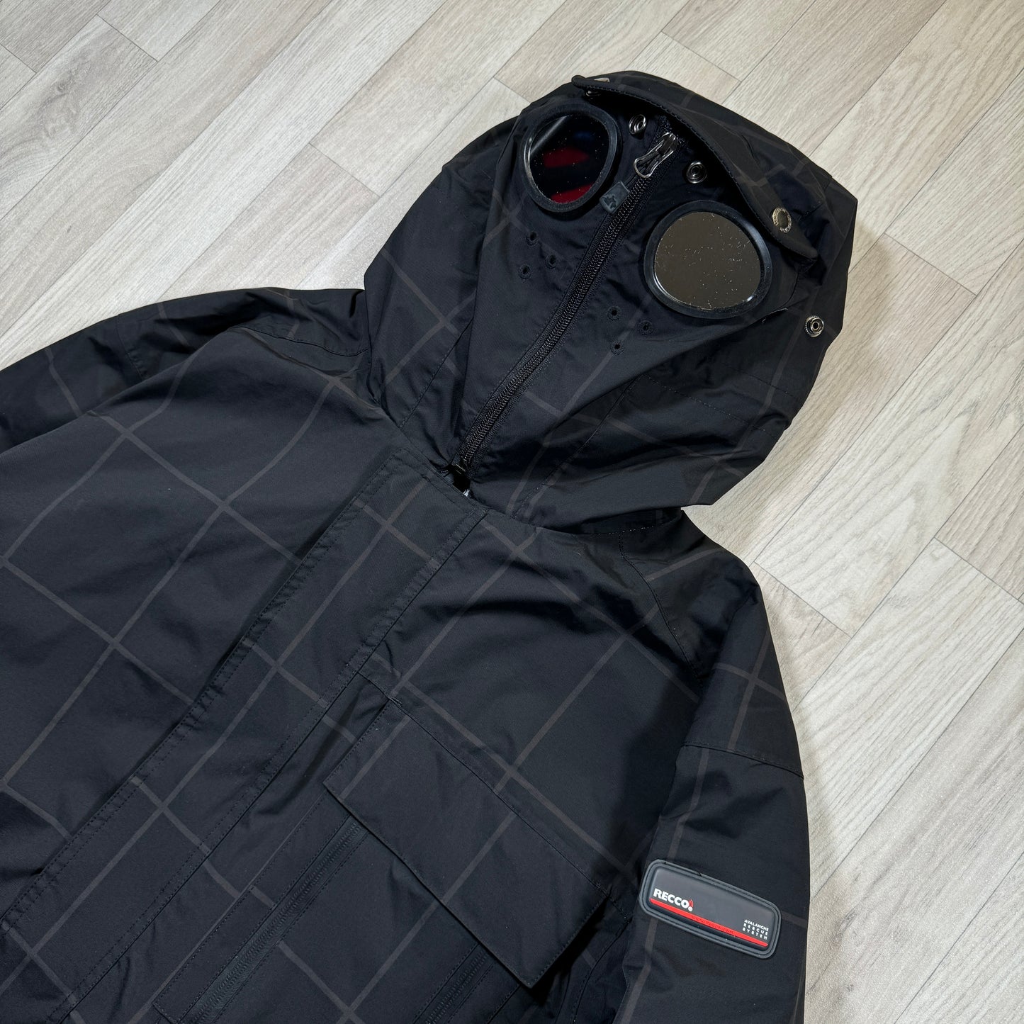 Early 2000's Black Check Goggle Jacket - Large