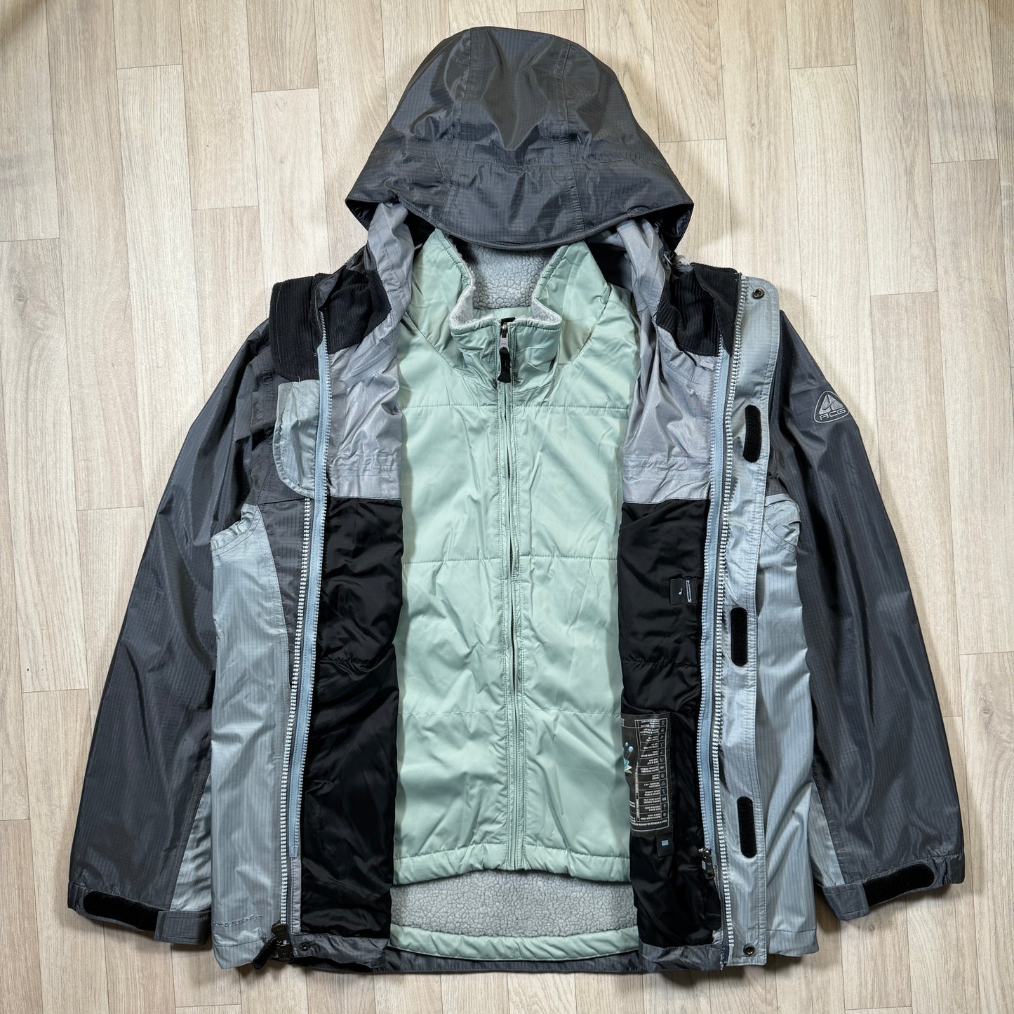 Early 2000's Nike ACG 2in1 Slate Grey Jacket + Vest - Large / Extra Large