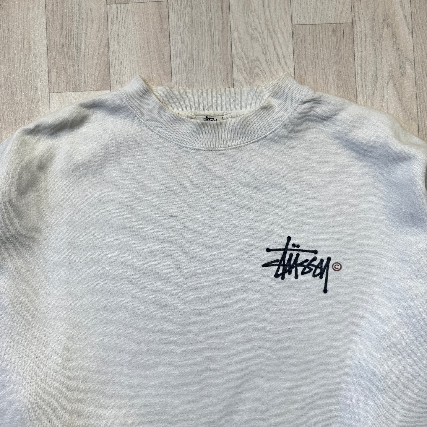 Late 1990's Stüssy Off White Sweatshirt - Extra Large