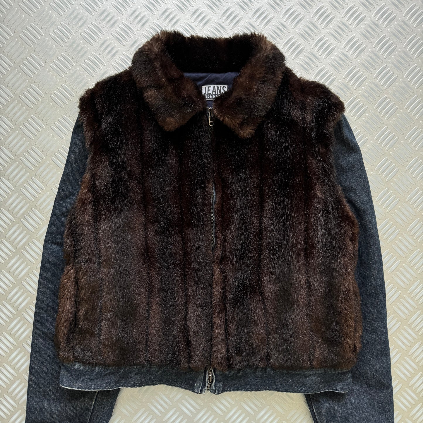 Early 2000's Iceberg Faux Fur Body Denim Jacket - Small