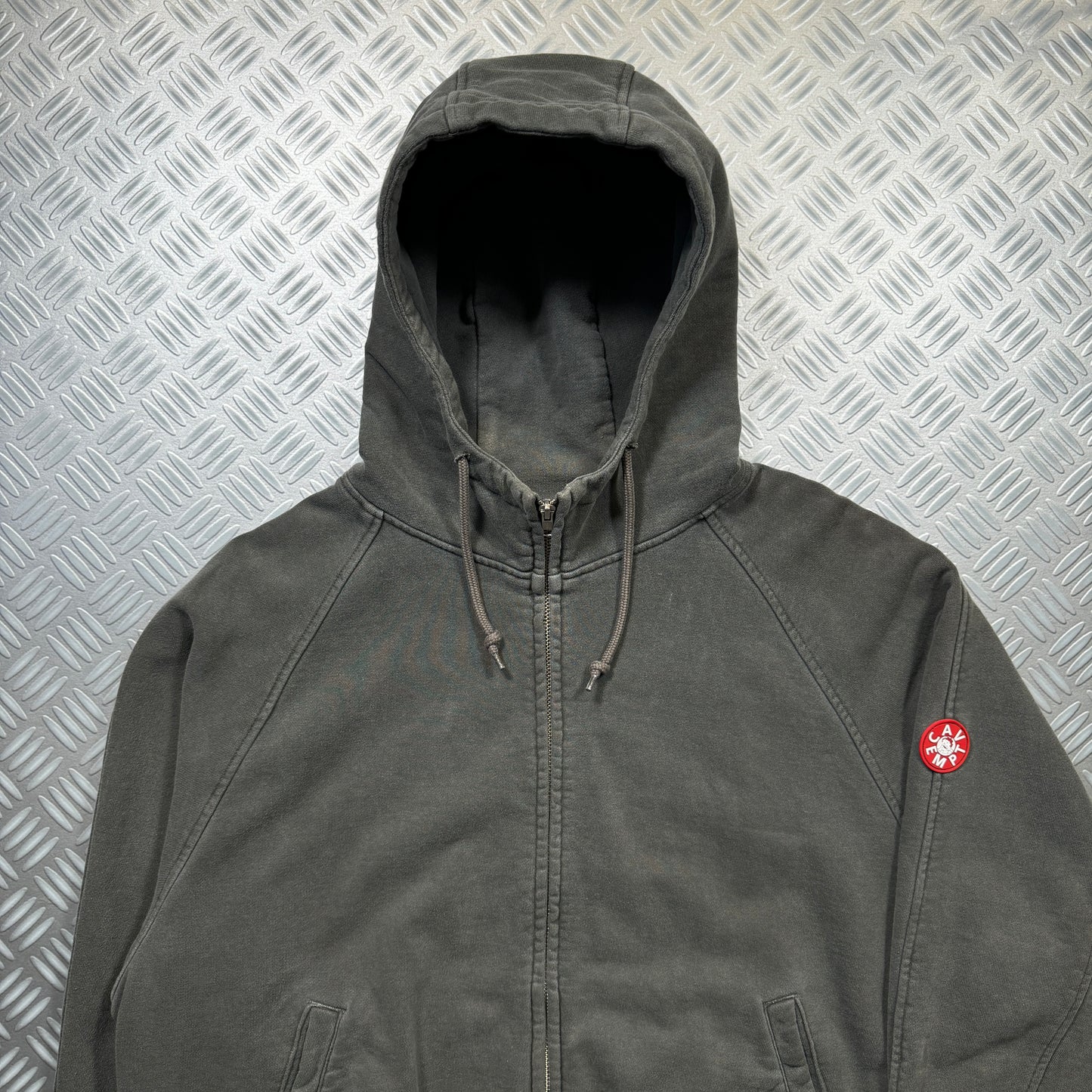 Cav Empt Heavy Cotton Cropped Washed Grey Hoodie - Large