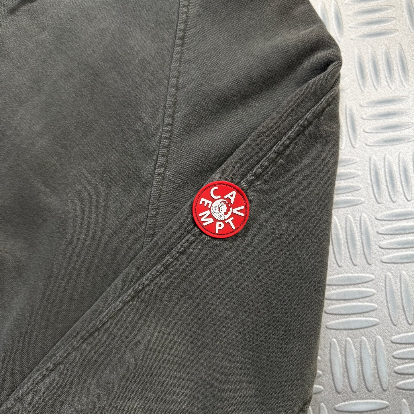 Cav Empt Heavy Cotton Cropped Washed Grey Hoodie - Large