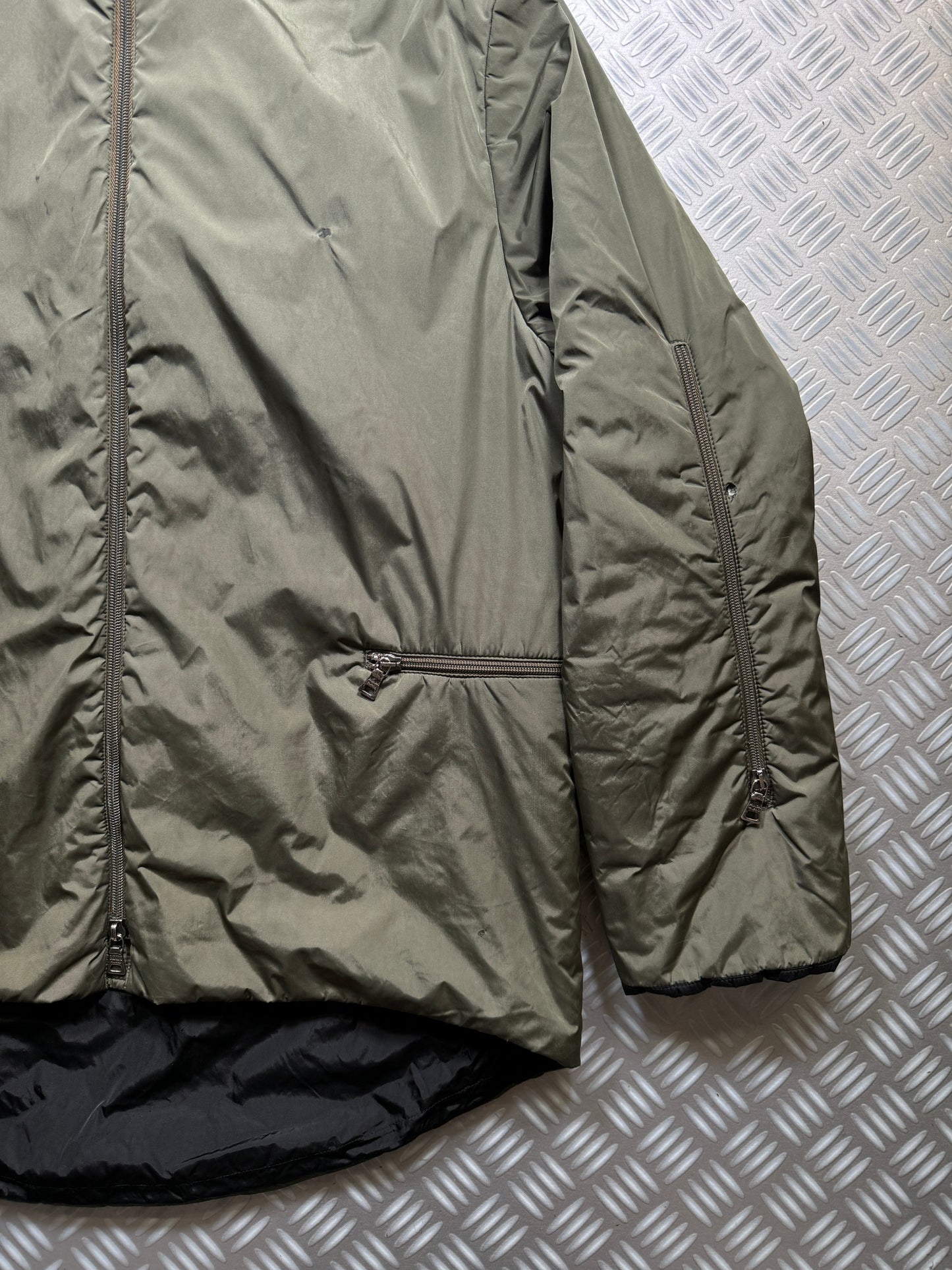 AW99' Prada Sport Khaki 2in1 Technical Padded Jacket/Tri-Harness Bag