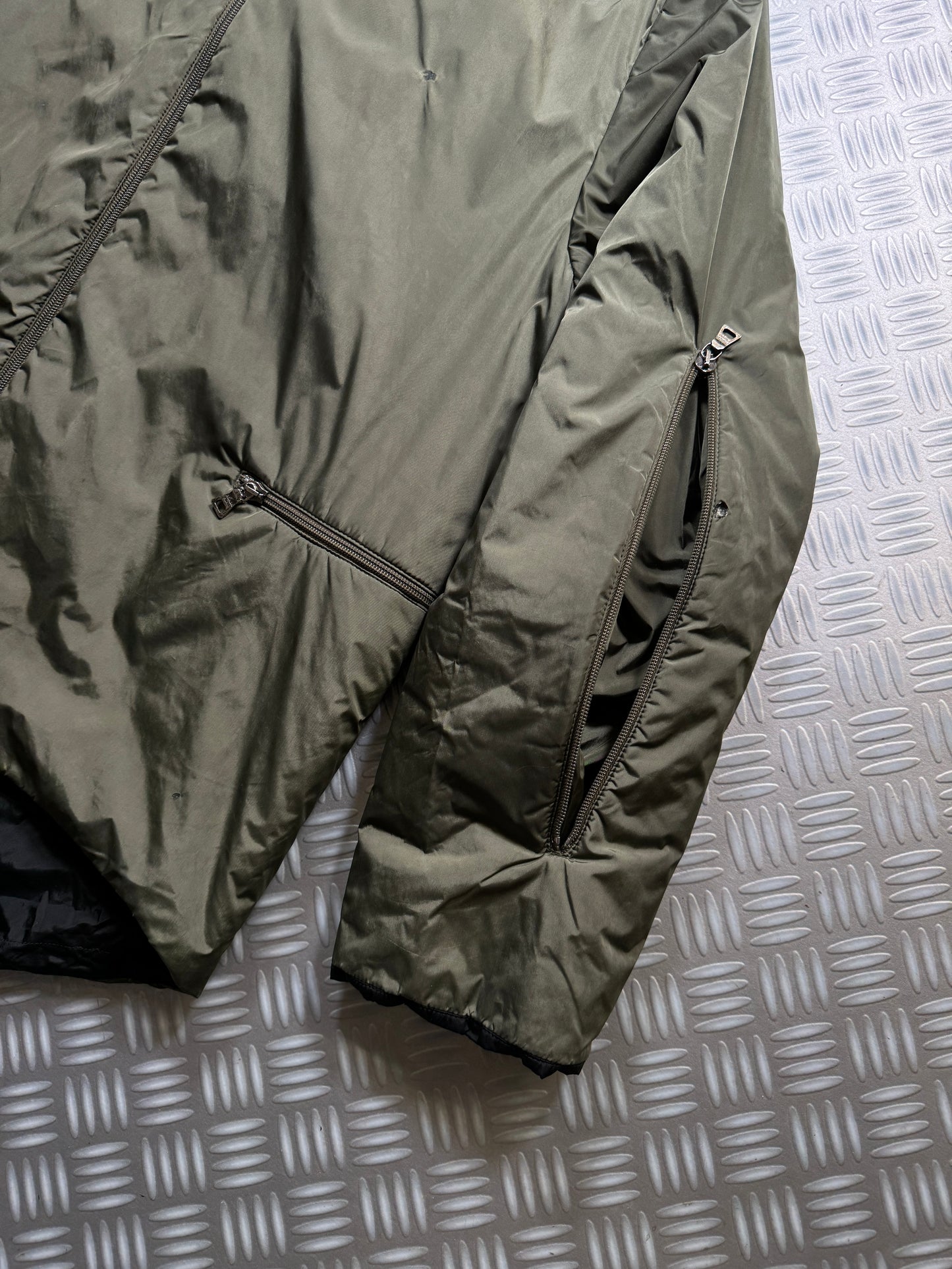 AW99' Prada Sport Khaki 2in1 Technical Padded Jacket/Tri-Harness Bag