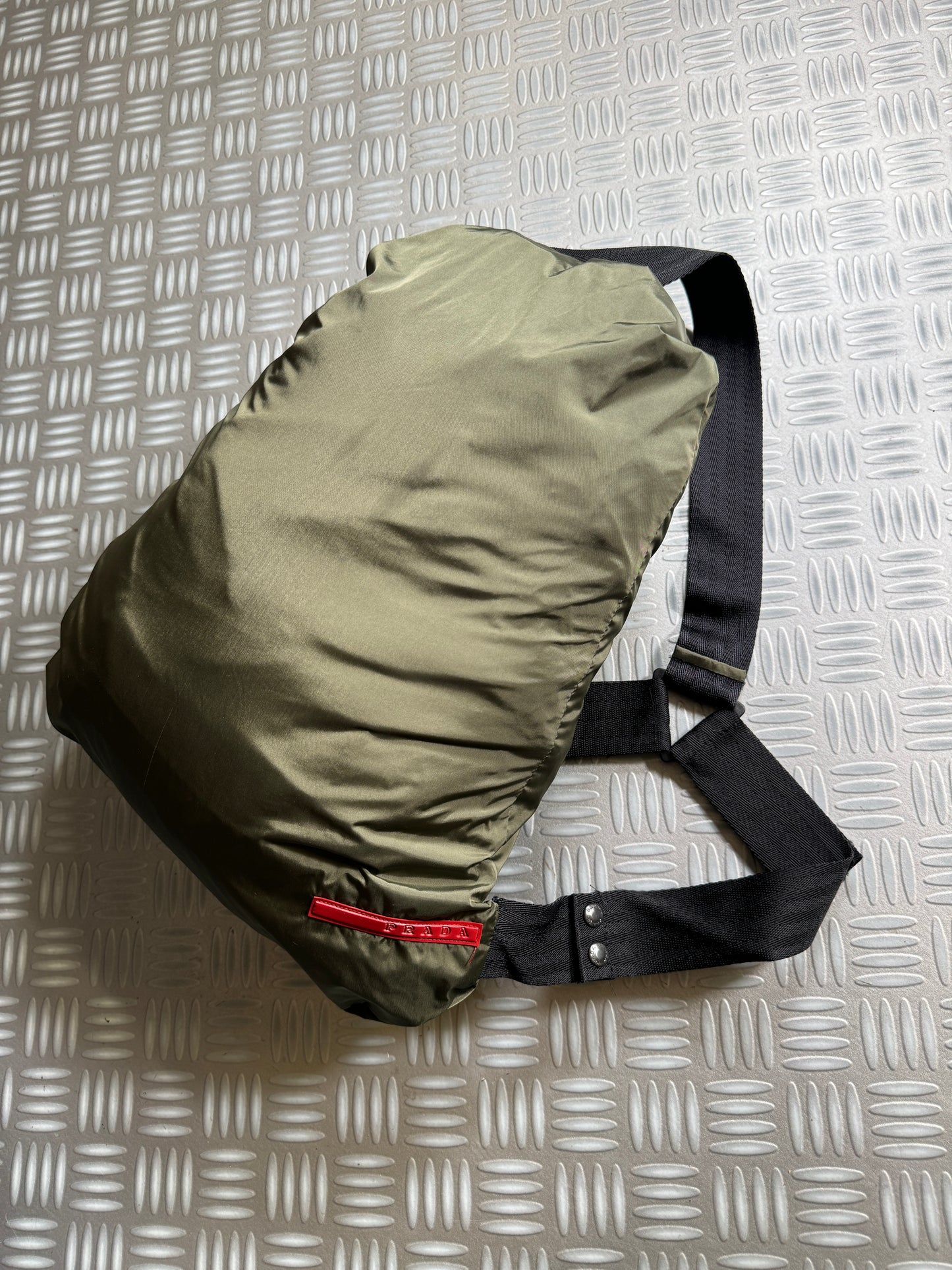 AW99' Prada Sport Khaki 2in1 Technical Padded Jacket/Tri-Harness Bag