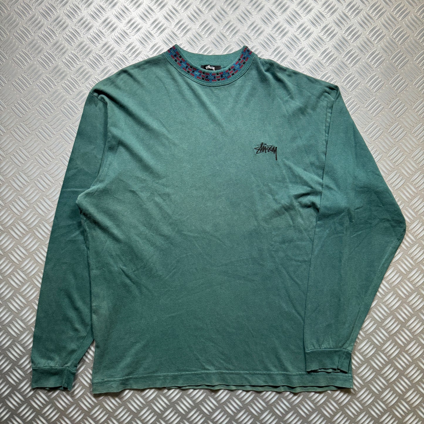1980's Stüssy Tribal Green Graphic Longsleeve