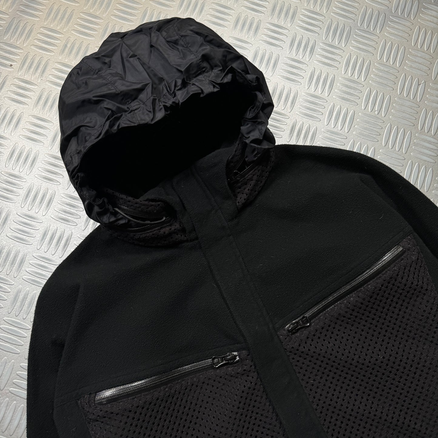 2008 Comme Des Garcons Jet Black Dual Mesh Pocket Technical Jacket - Medium