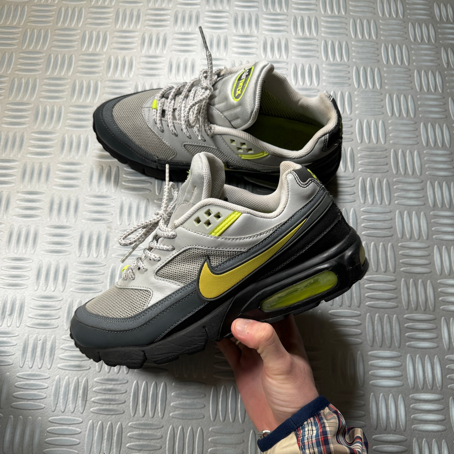 Nike TN Air Max 90 Hybrid Trainers Volt Green/Grey