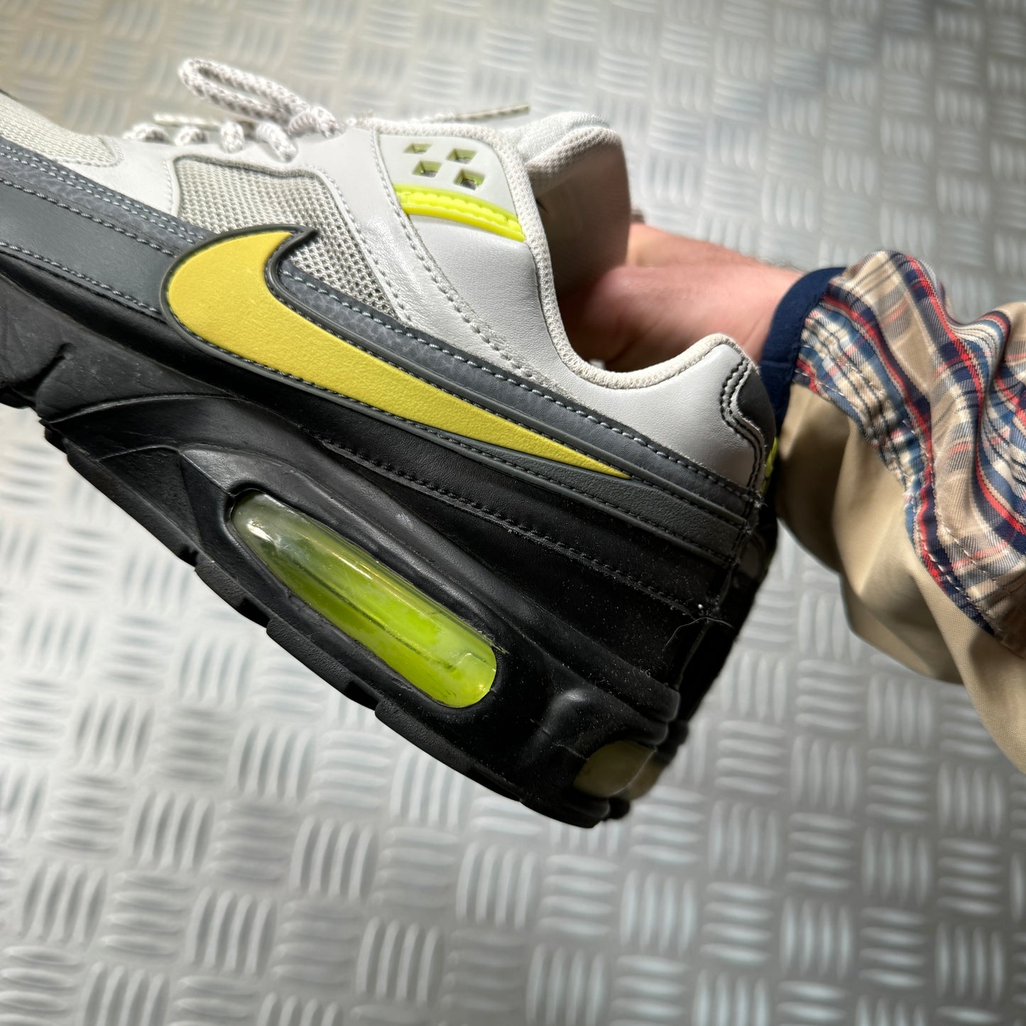 Nike TN Air Max 90 Hybrid Trainers Volt Green/Grey