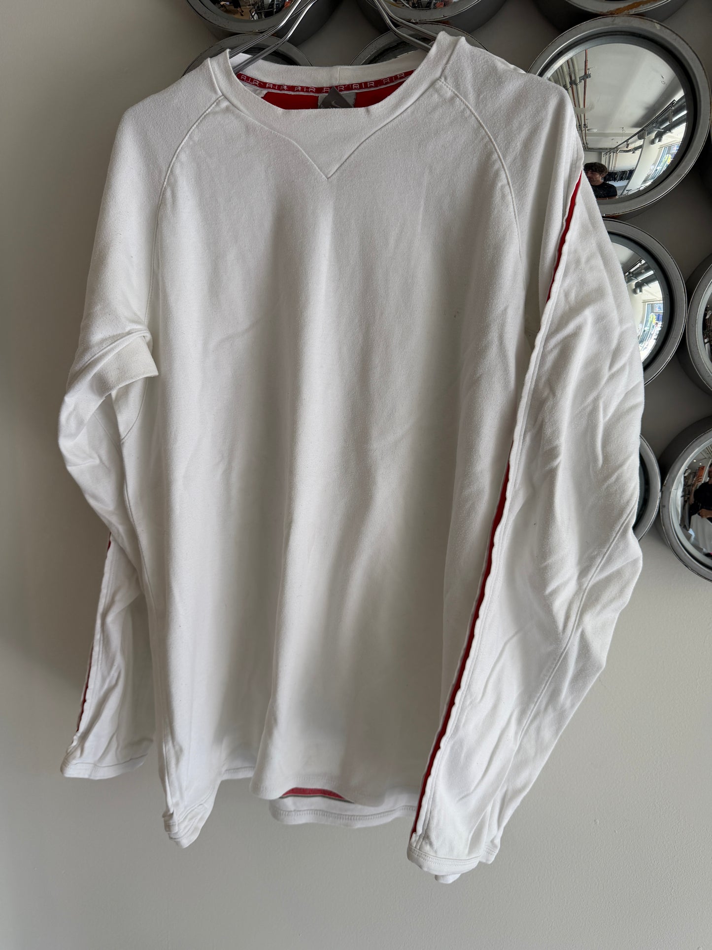 Nike White / Red Exposed Seam Crewneck