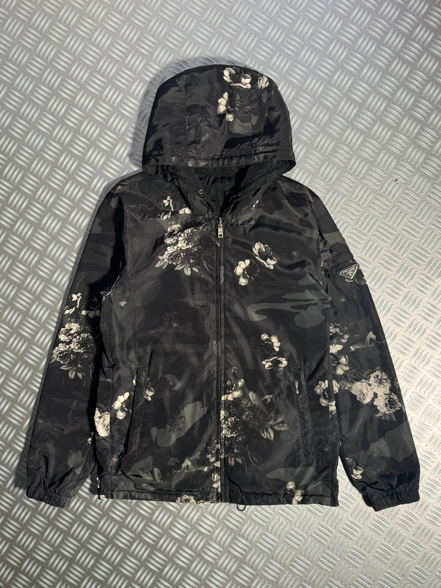 Prada Mainline Reversible Camo/Flowers Print Nylon Jacket