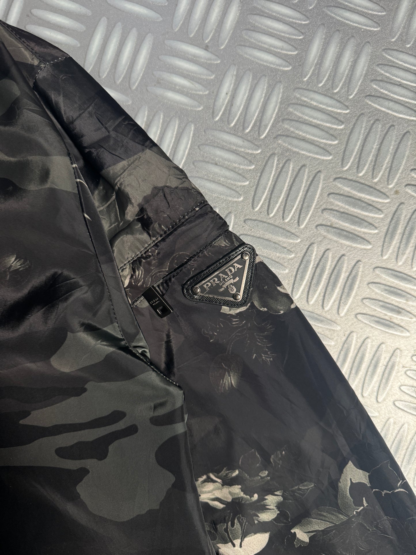 Prada Mainline Reversible Camo/Flowers Print Nylon Jacket