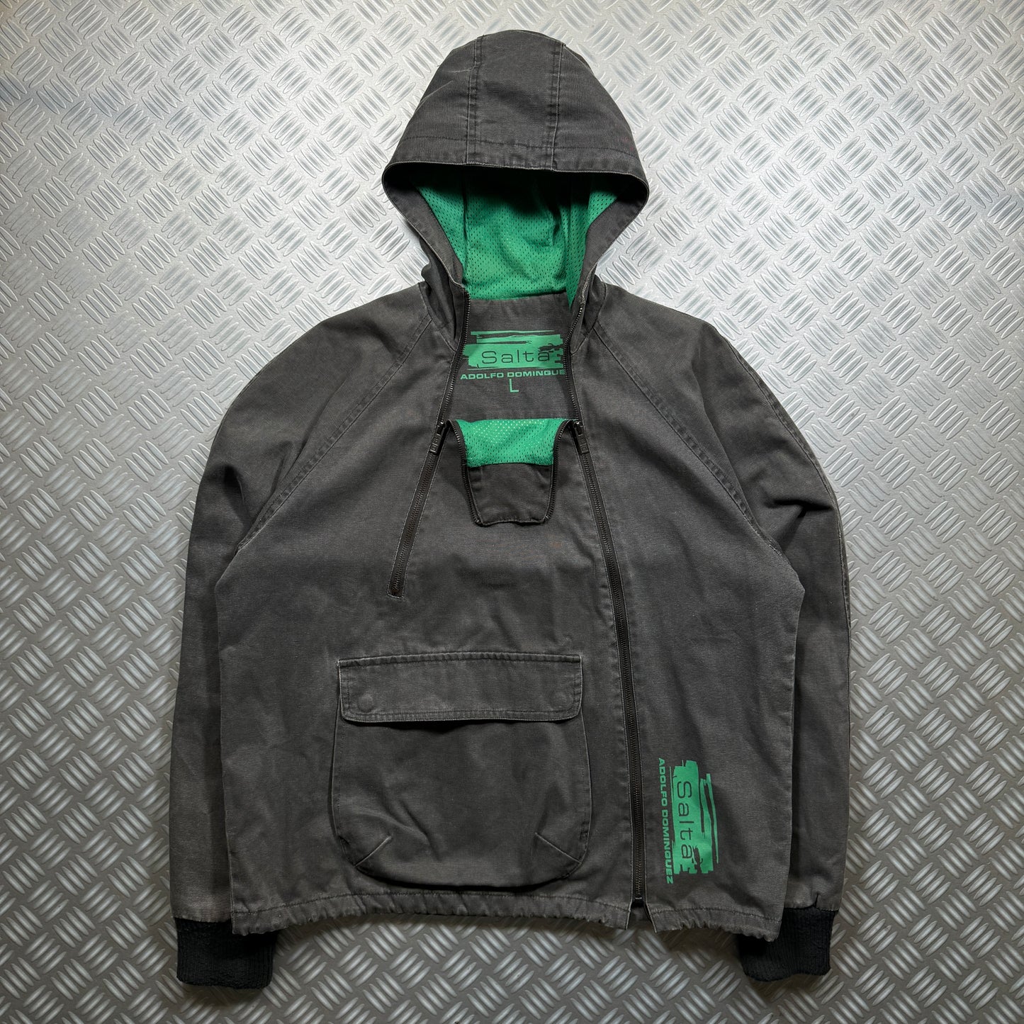 Adolfo Dominguez Dual Front Zip Heavy-Duty Cotton Jacket - Large / Extra Large