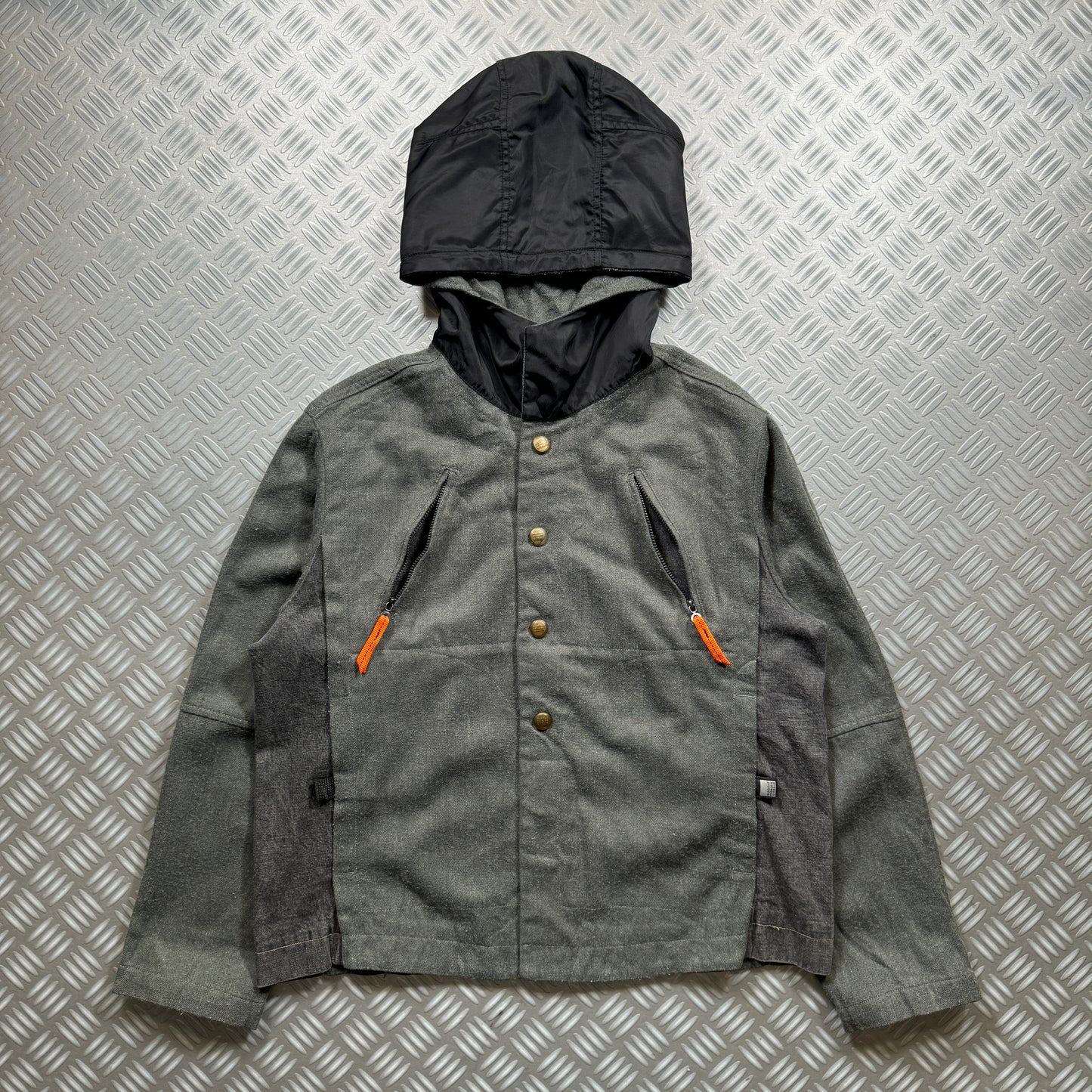 Marithé + François Girbaud Dual Front Zip Cropped Hooded Workwear Jacket - Medium