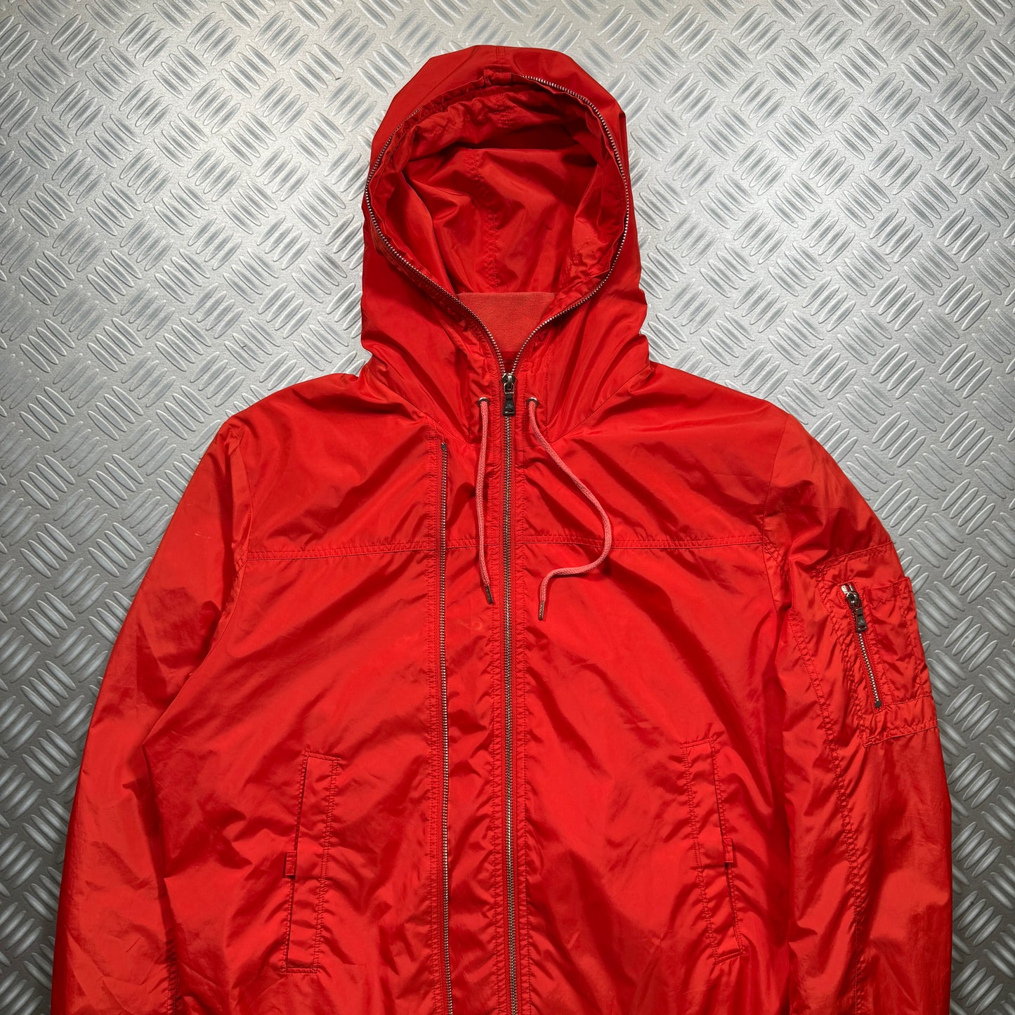 Neil Barrett Dual Front Zip Closure Nylon Orange Jacket