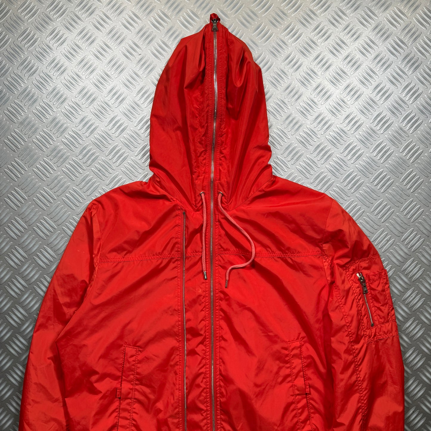Neil Barrett Dual Front Zip Closure Nylon Orange Jacket