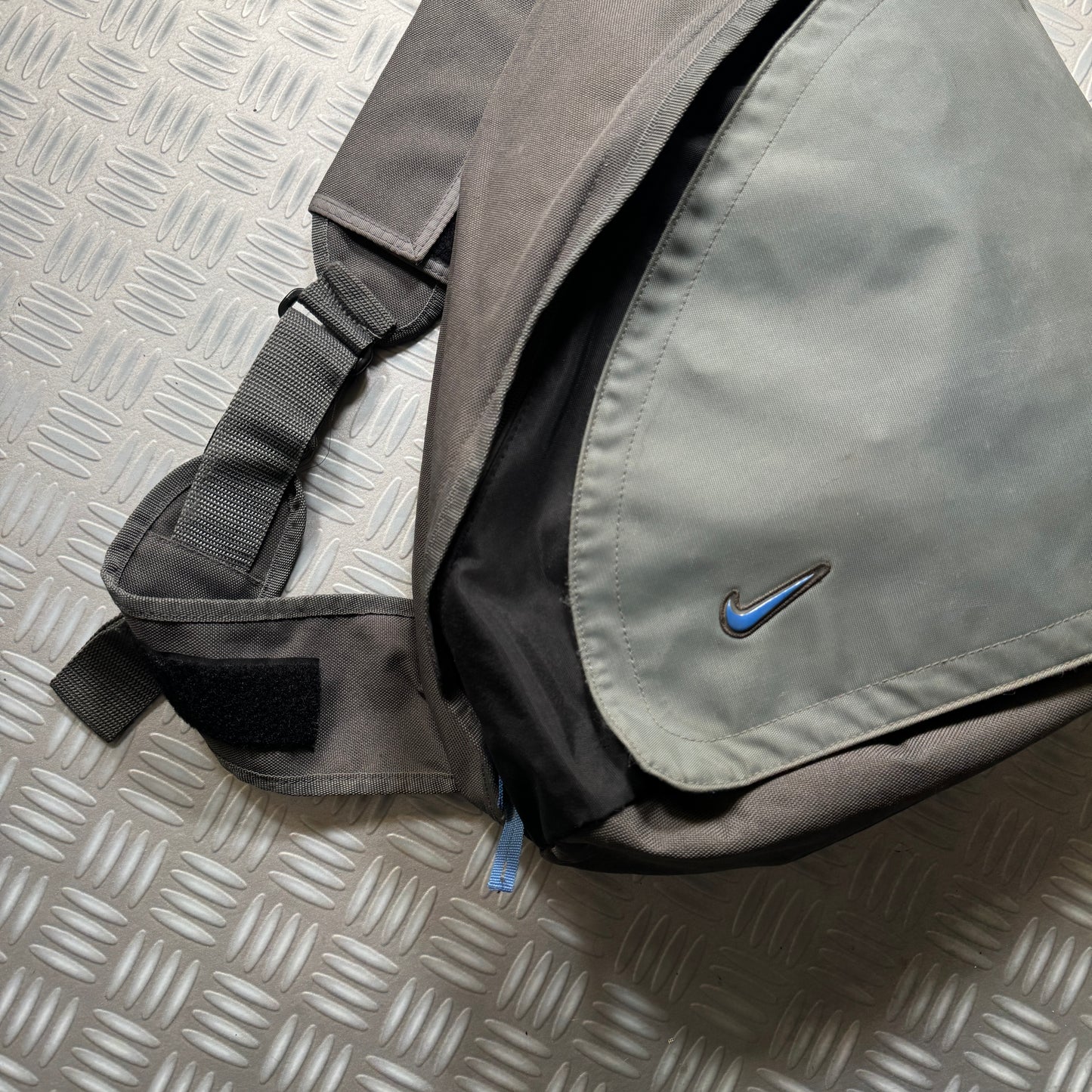 Nike Grey Velcro Front Flap Cross Body Bag