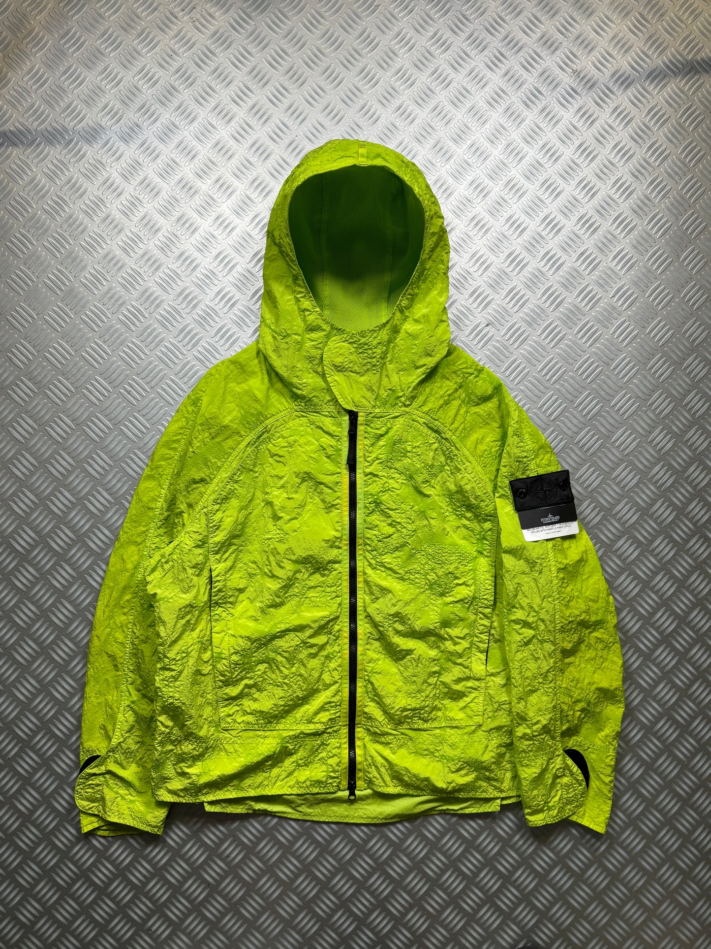 SS22' Stone Island Shadow Project Green Waffle Print Econyl Nylon Metal Jacket - Medium / Large