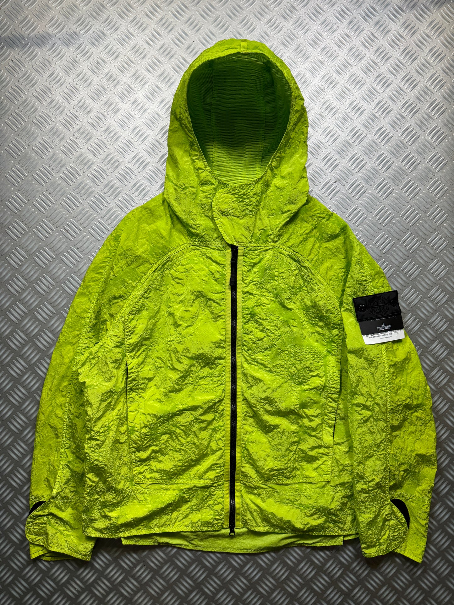 SS22' Stone Island Shadow Project Green Waffle Print Econyl Nylon Metal Jacket - Medium / Large