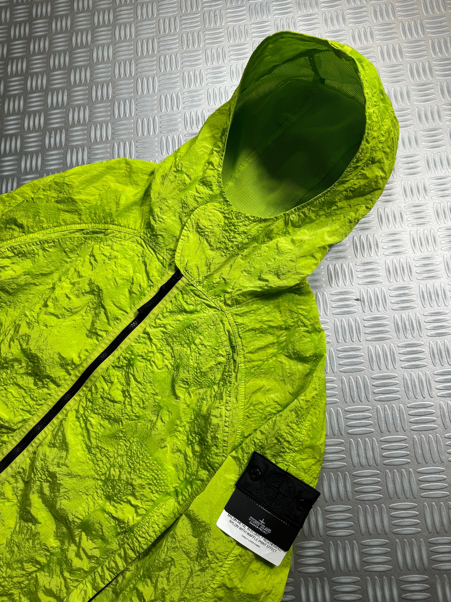 SS22' Stone Island Shadow Project Green Waffle Print Econyl Nylon Metal Jacket - Medium / Large