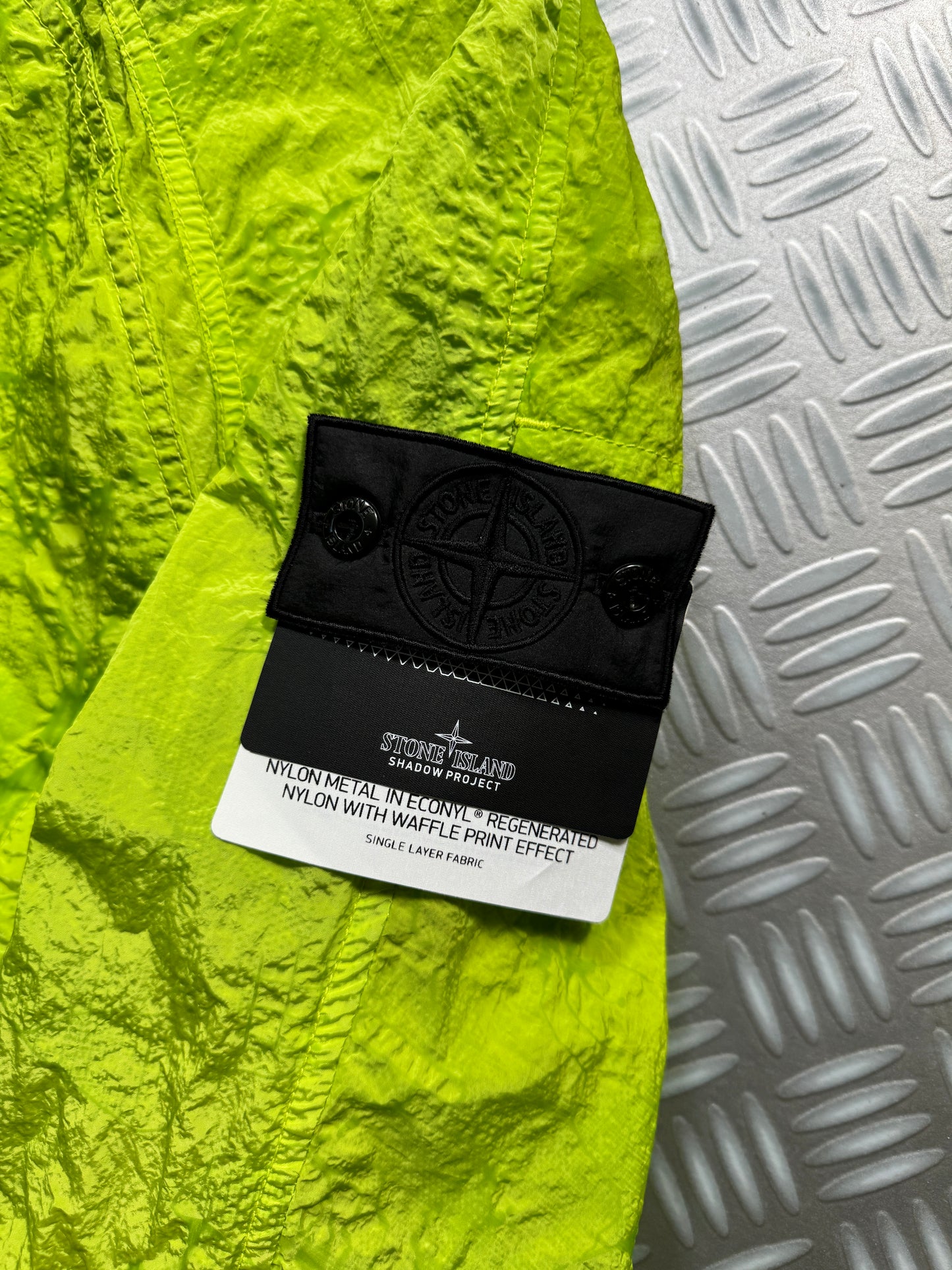 SS22' Stone Island Shadow Project Green Waffle Print Econyl Nylon Metal Jacket - Medium / Large