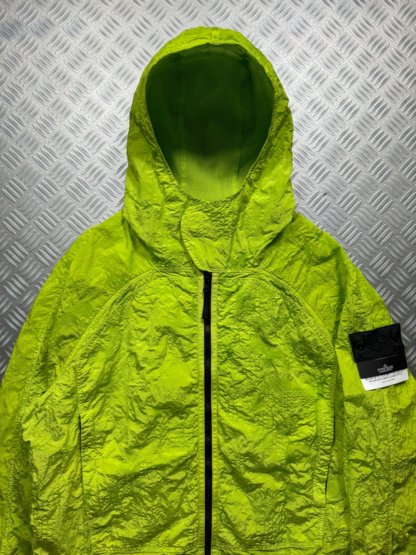 SS22' Stone Island Shadow Project Green Waffle Print Econyl Nylon Metal Jacket - Medium / Large