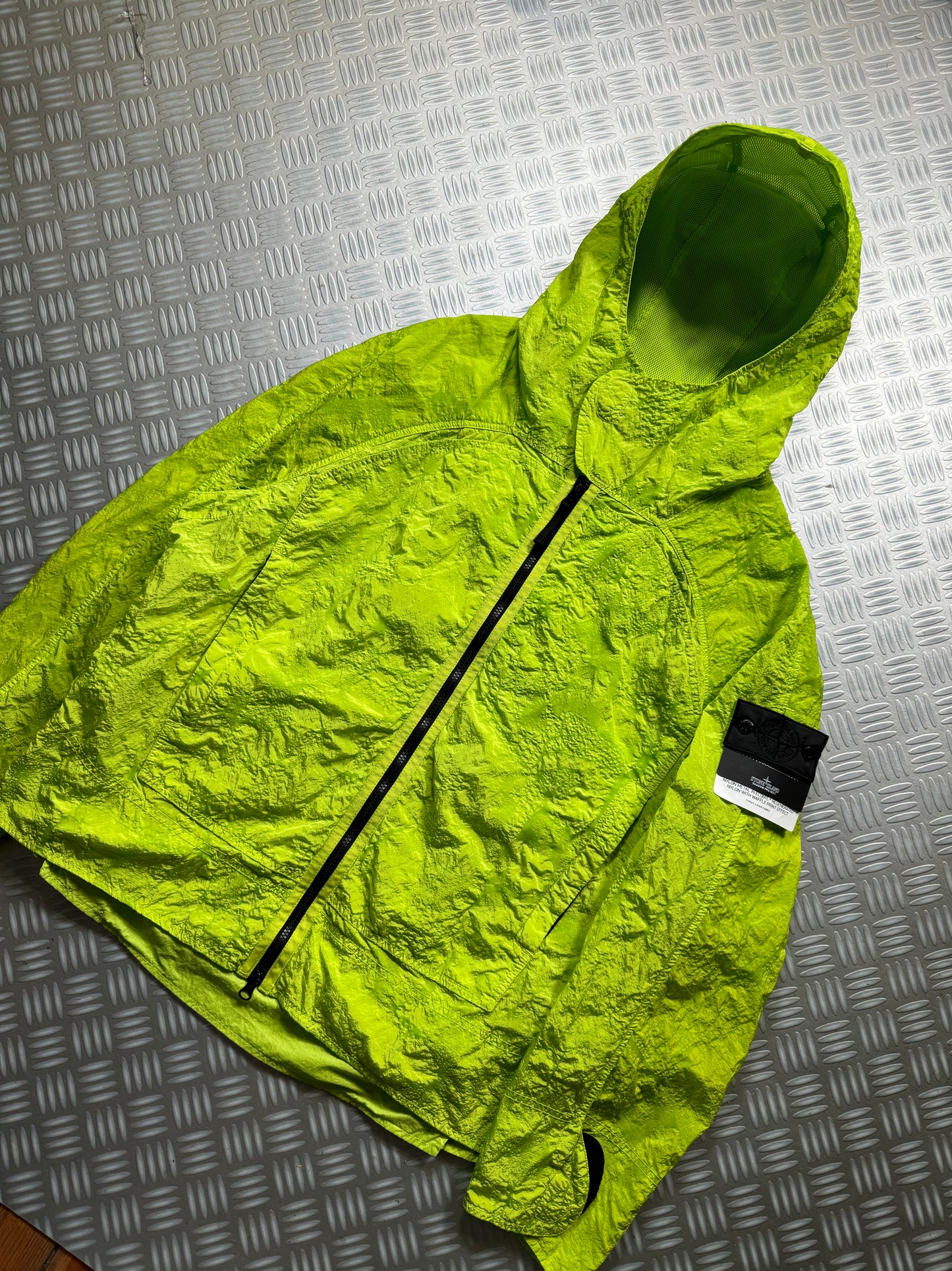 SS22' Stone Island Shadow Project Green Waffle Print Econyl Nylon Metal Jacket - Medium / Large