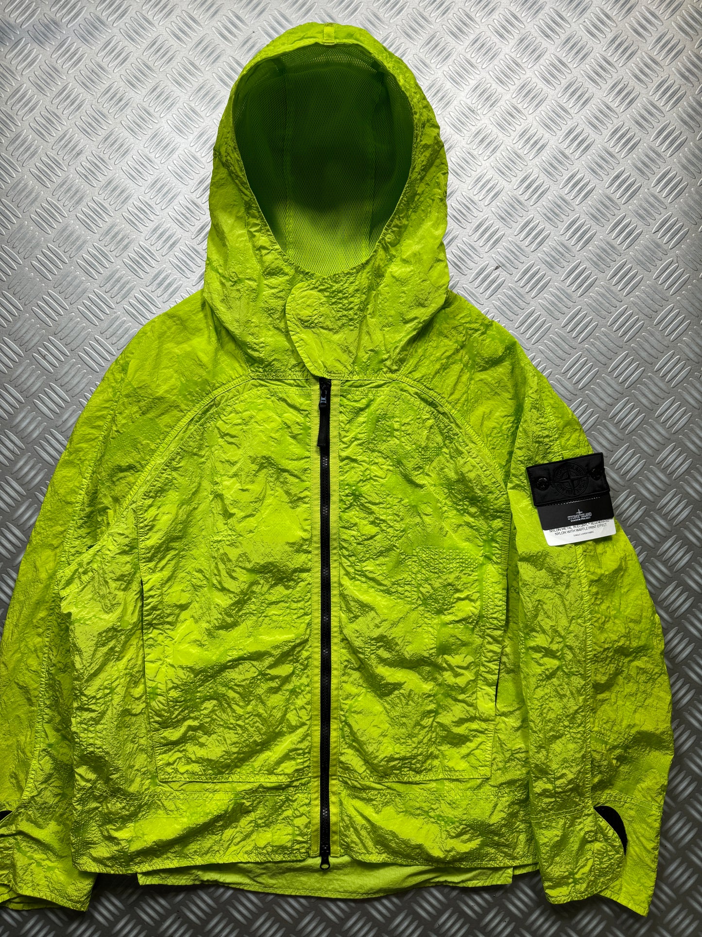 SS22' Stone Island Shadow Project Green Waffle Print Econyl Nylon Metal Jacket - Medium / Large