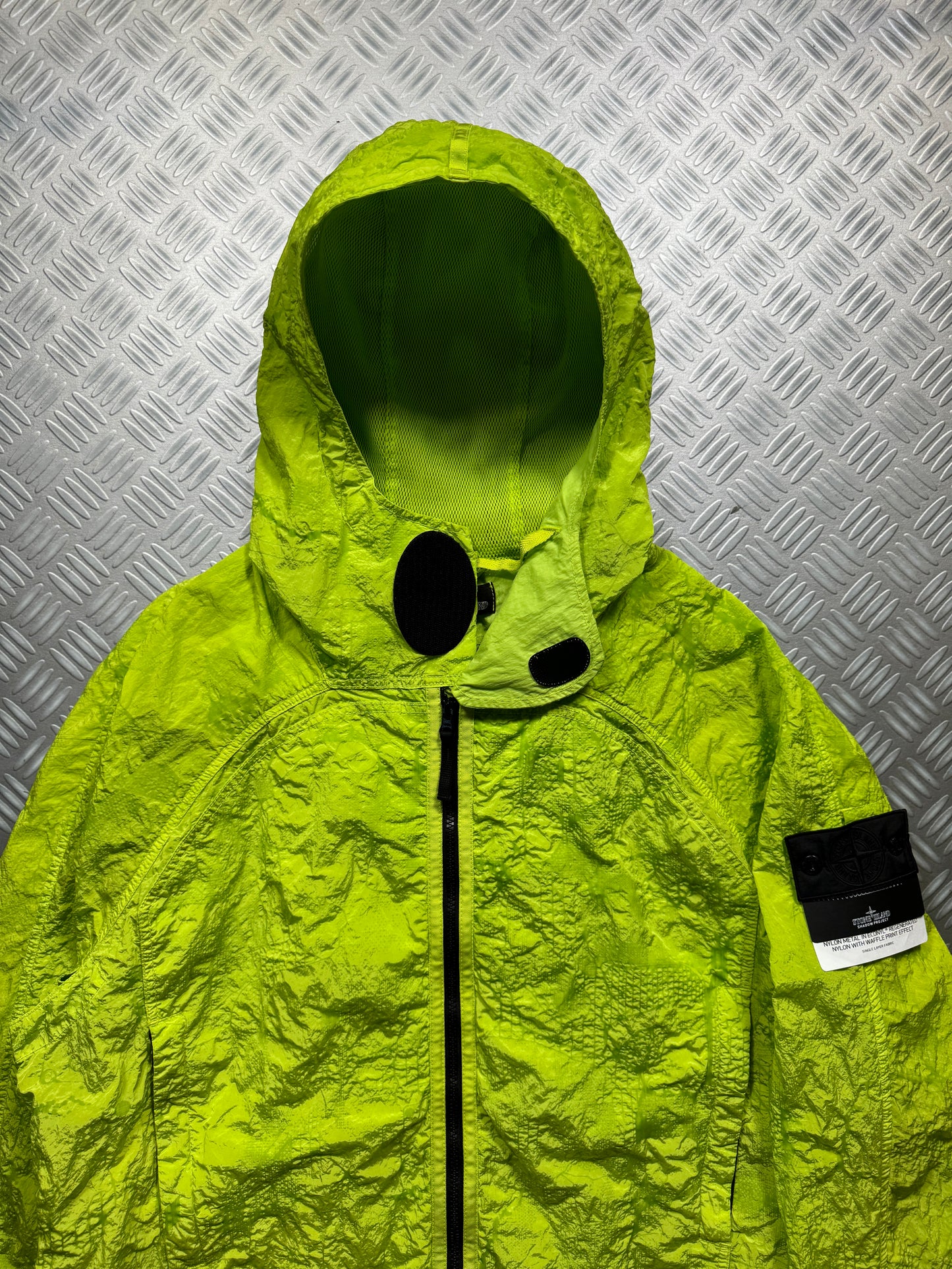 SS22' Stone Island Shadow Project Green Waffle Print Econyl Nylon Metal Jacket - Medium / Large