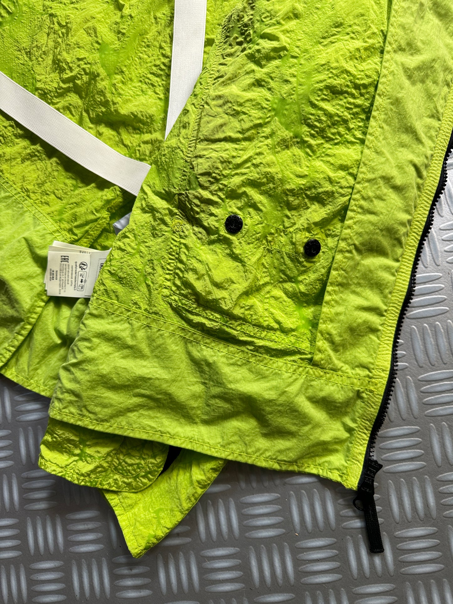 SS22' Stone Island Shadow Project Green Waffle Print Econyl Nylon Metal Jacket - Medium / Large