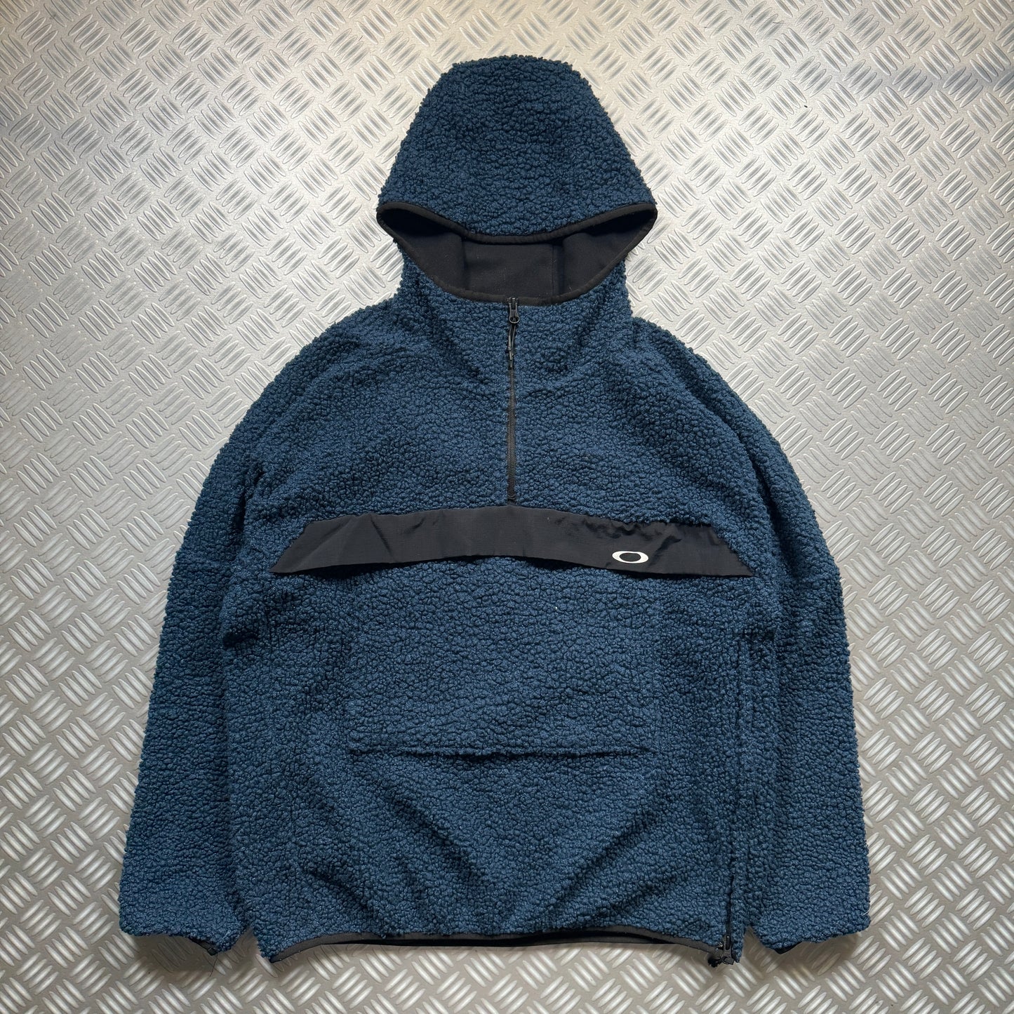 Early 2000's Oakley Petrol Blue Fleece Hoodie - Extra Large