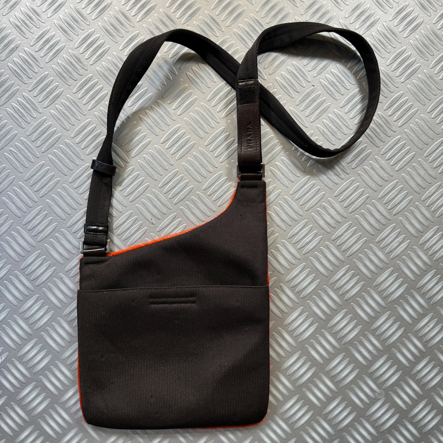 Early 2000's Prada Mainline Bright Orange Dyed Fur Side Bag