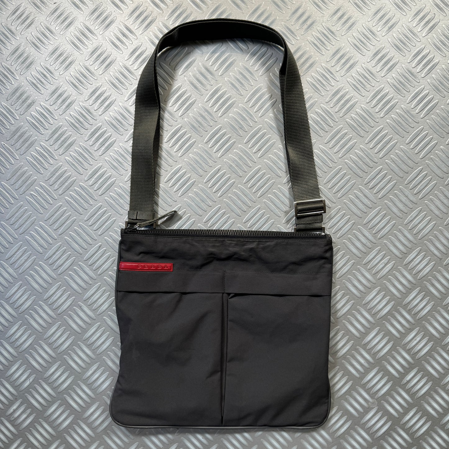 Early 2000's Prada Sport Grey Multi Pocket Side Bag