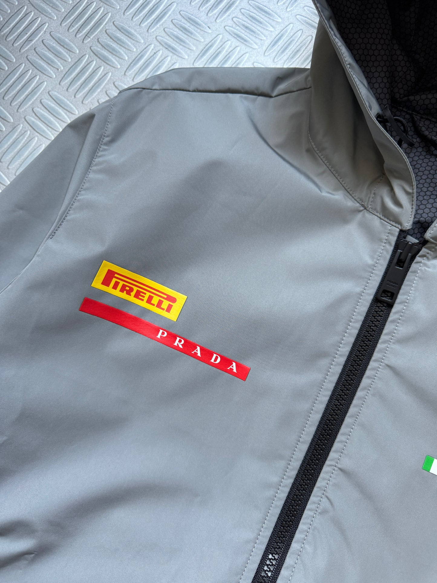 Prada Luna Rossa Metallic Grey Waterproof Shell Jacket - Small & Large
