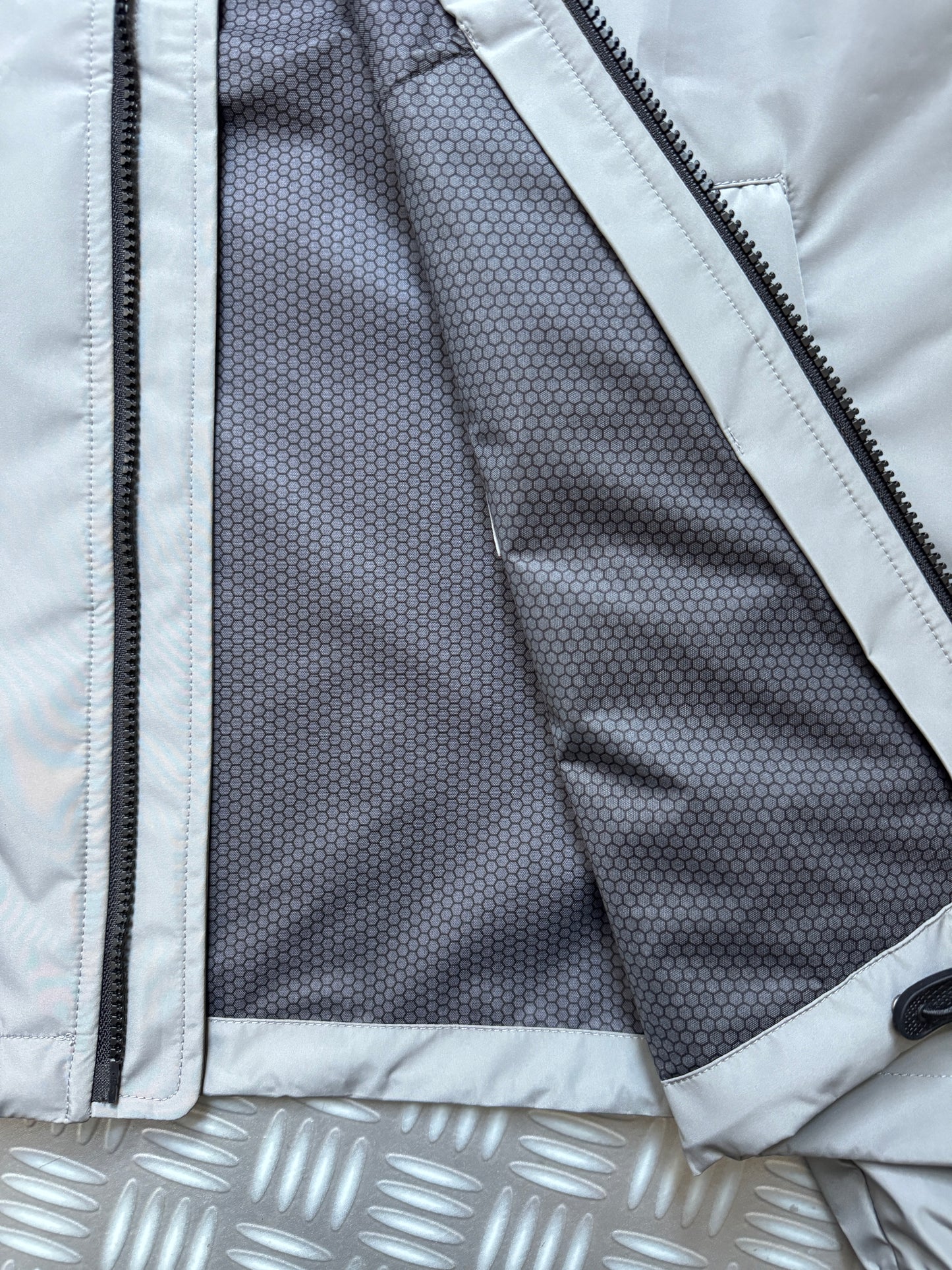 Prada Luna Rossa Metallic Grey Waterproof Shell Jacket - Small & Large