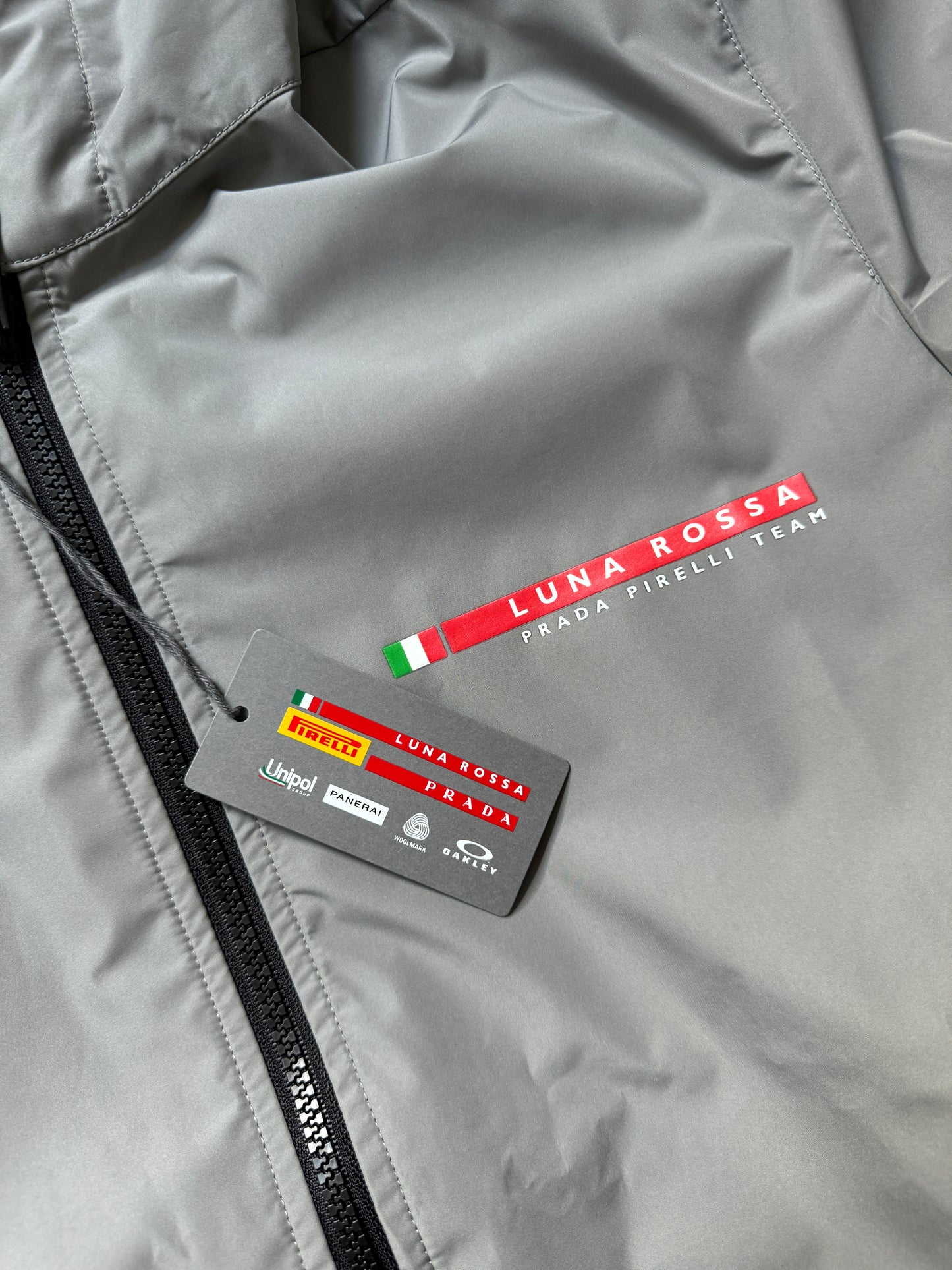 Prada Luna Rossa Metallic Grey Waterproof Shell Jacket - Small & Large